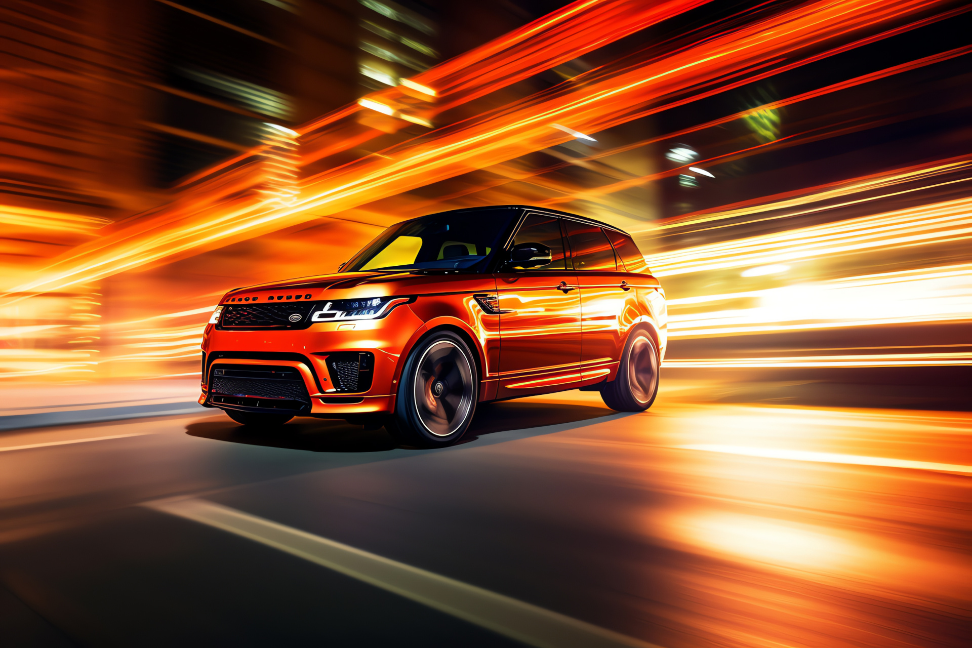 Range Rover Sport orange, SUV vibrancy, Family adventure vehicle, Premium automotive design, Off-road capabilities, HD Desktop Wallpaper