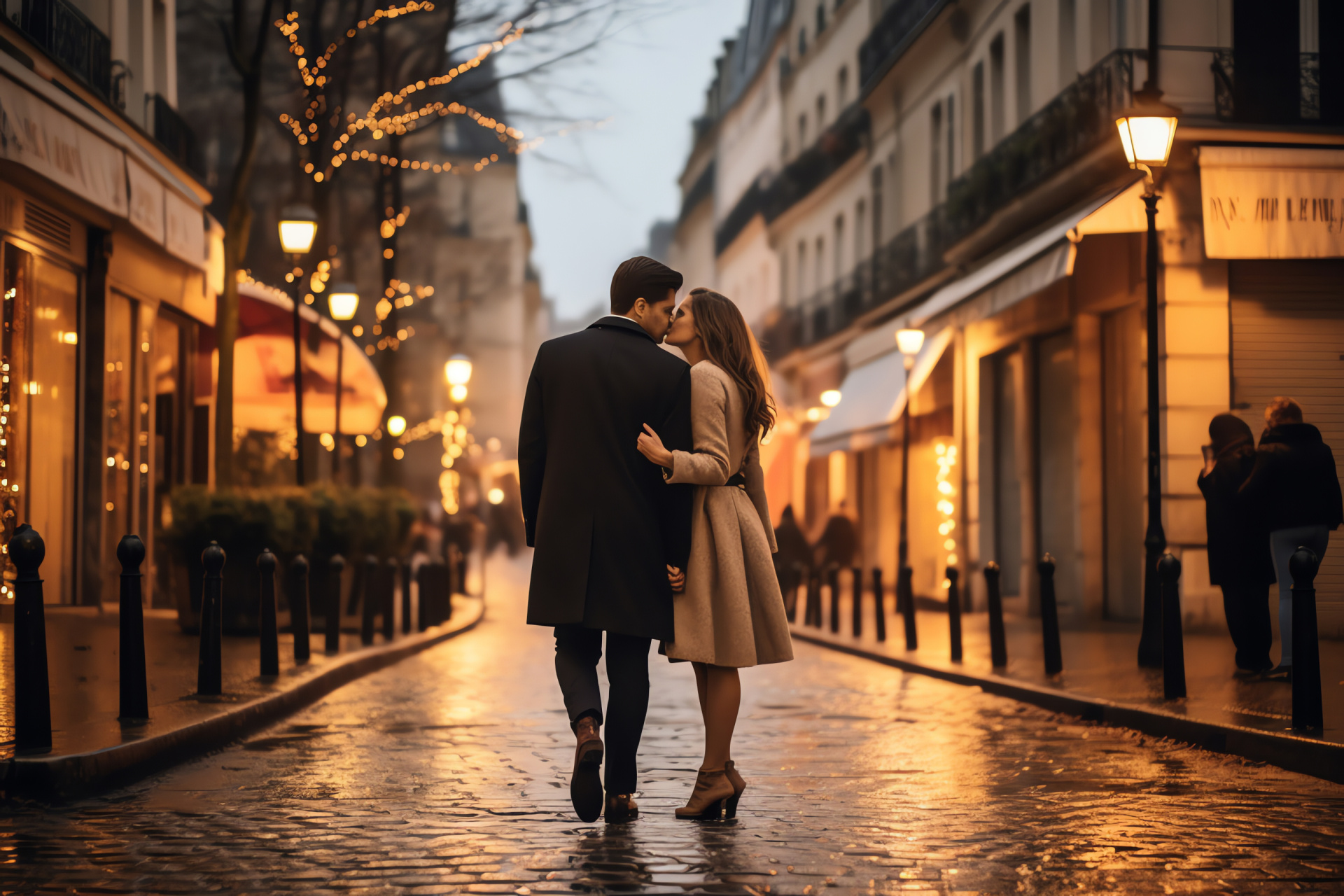 Romantic celebration, Anniversary ambiance, Parisian charm, Intimate cityscape, French urban life, HD Desktop Image