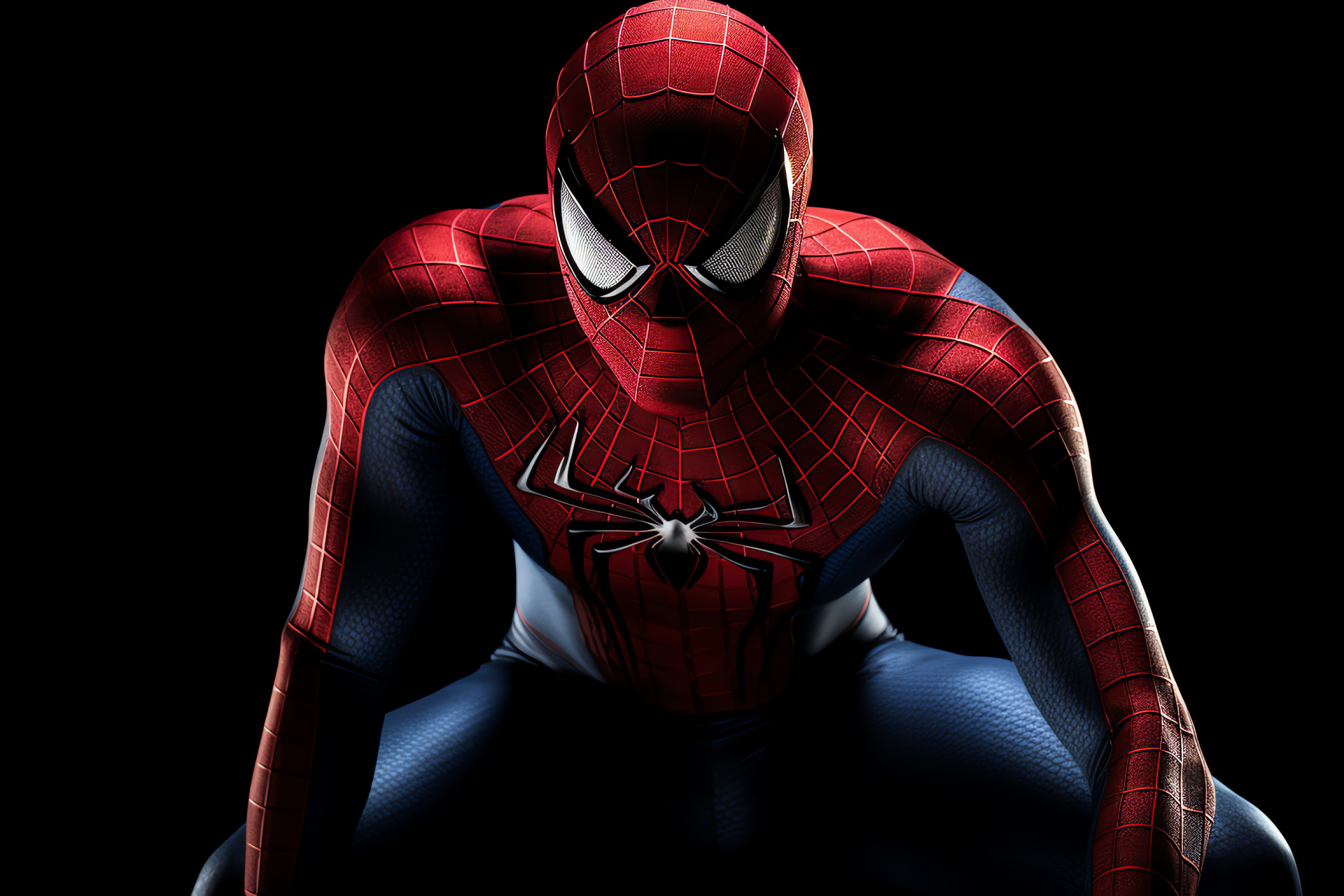 Mysterious Spiderman, Masked vigilante gaze, Superhero enigma, Darkened intrigue, Marvel mystery, HD Desktop Image