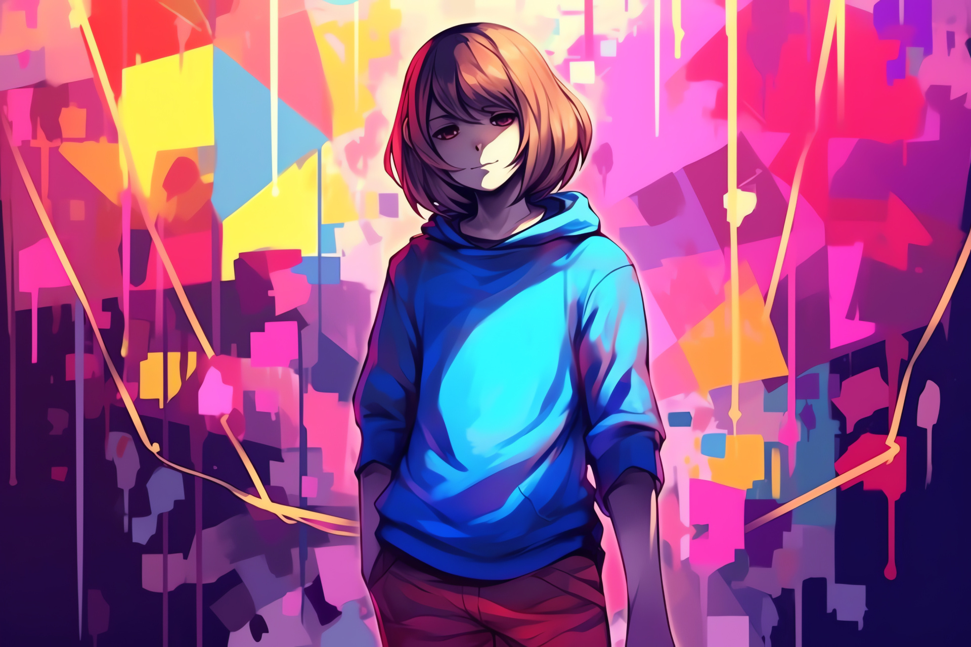 Frisk journeyer, Undertale videogame, Lead character, Almond gaze, Digital world icon, HD Desktop Image