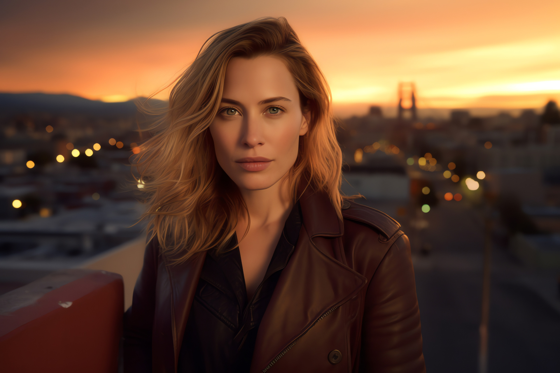 Piper Perabo cinema, investigative role, city vista, building summit, cinematic capture, HD Desktop Wallpaper