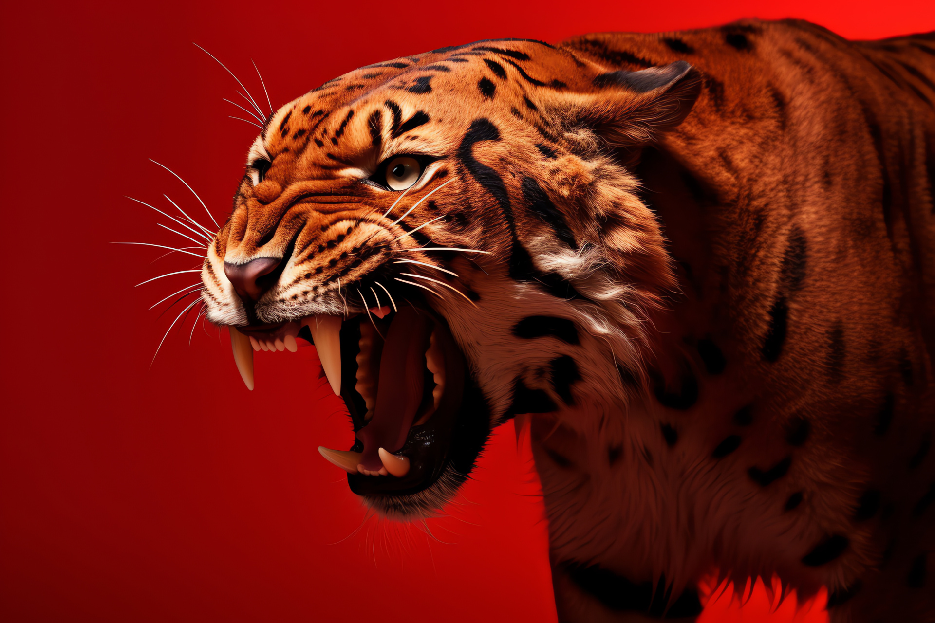 Saber Tooth Tiger, striking stripe pattern, ice age beast, wild feline, natural history, HD Desktop Wallpaper