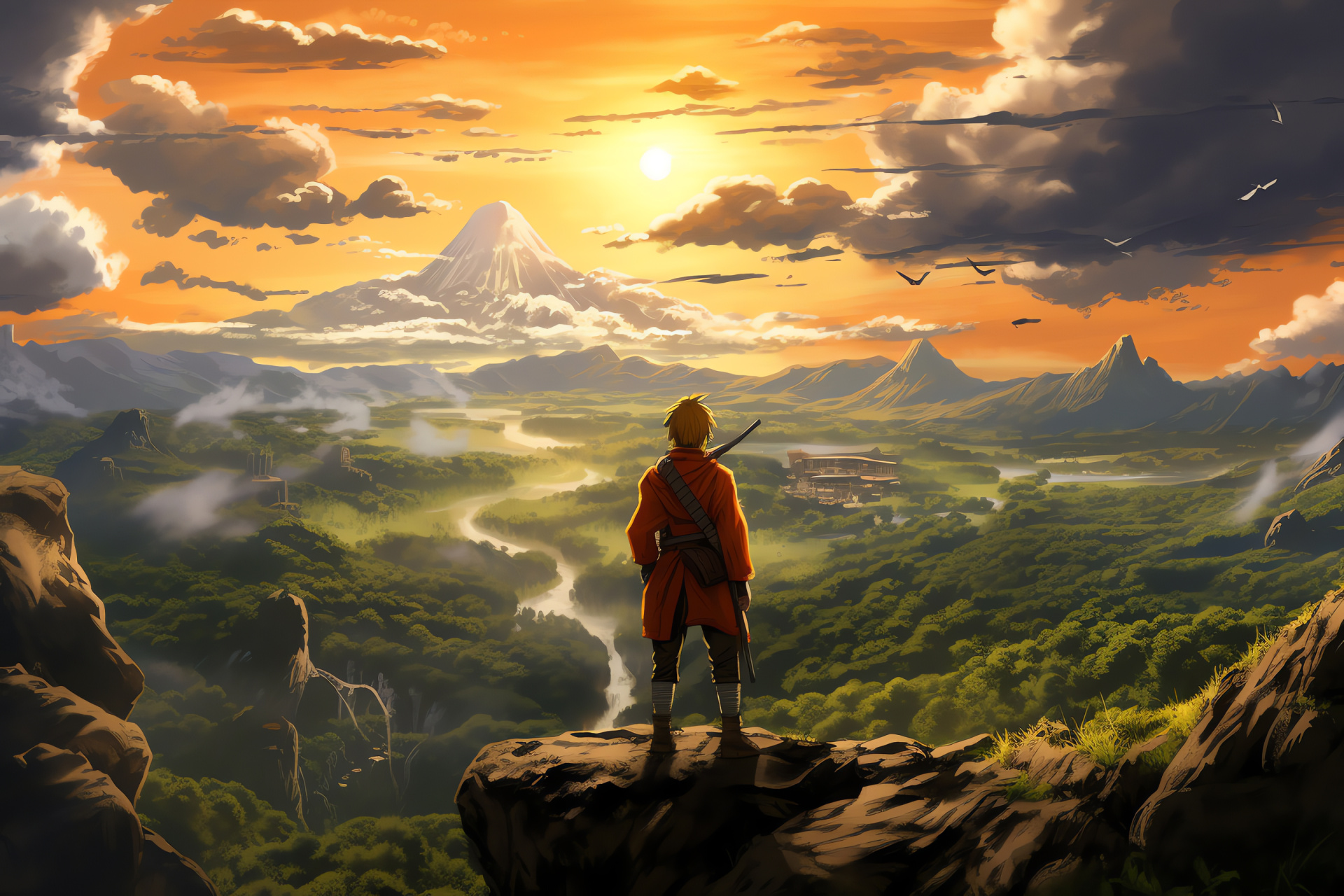 Naruto training vista, Sage practice, Mountainous terrain, Wide scope, Ninja growth, HD Desktop Image