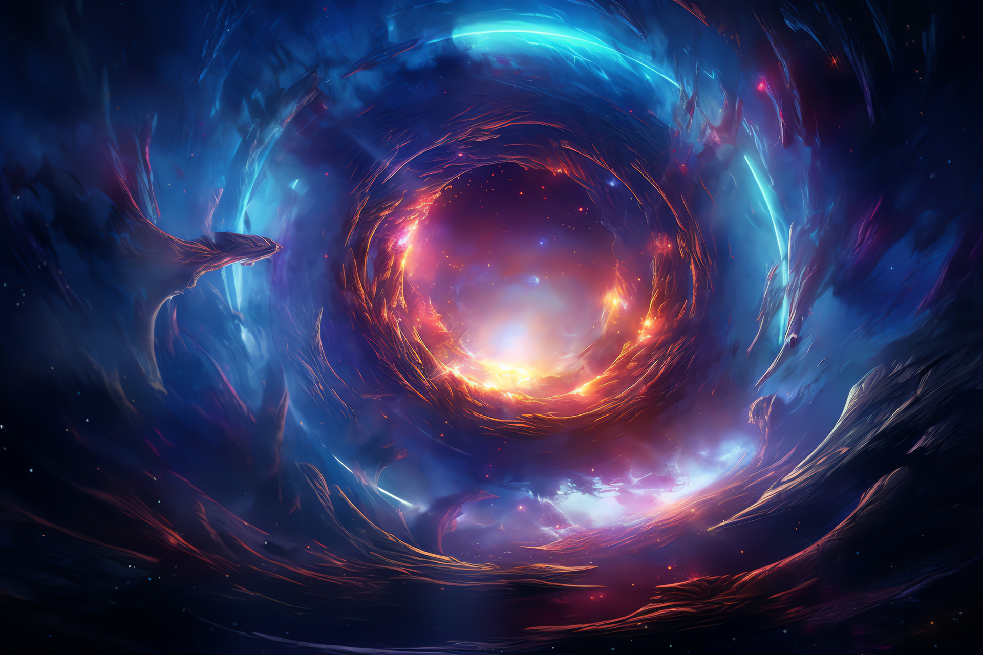 Astral passage, Cosmic curvature, Galactic funnel, Star gateway, Colorful cosmic swirl, HD Desktop Wallpaper