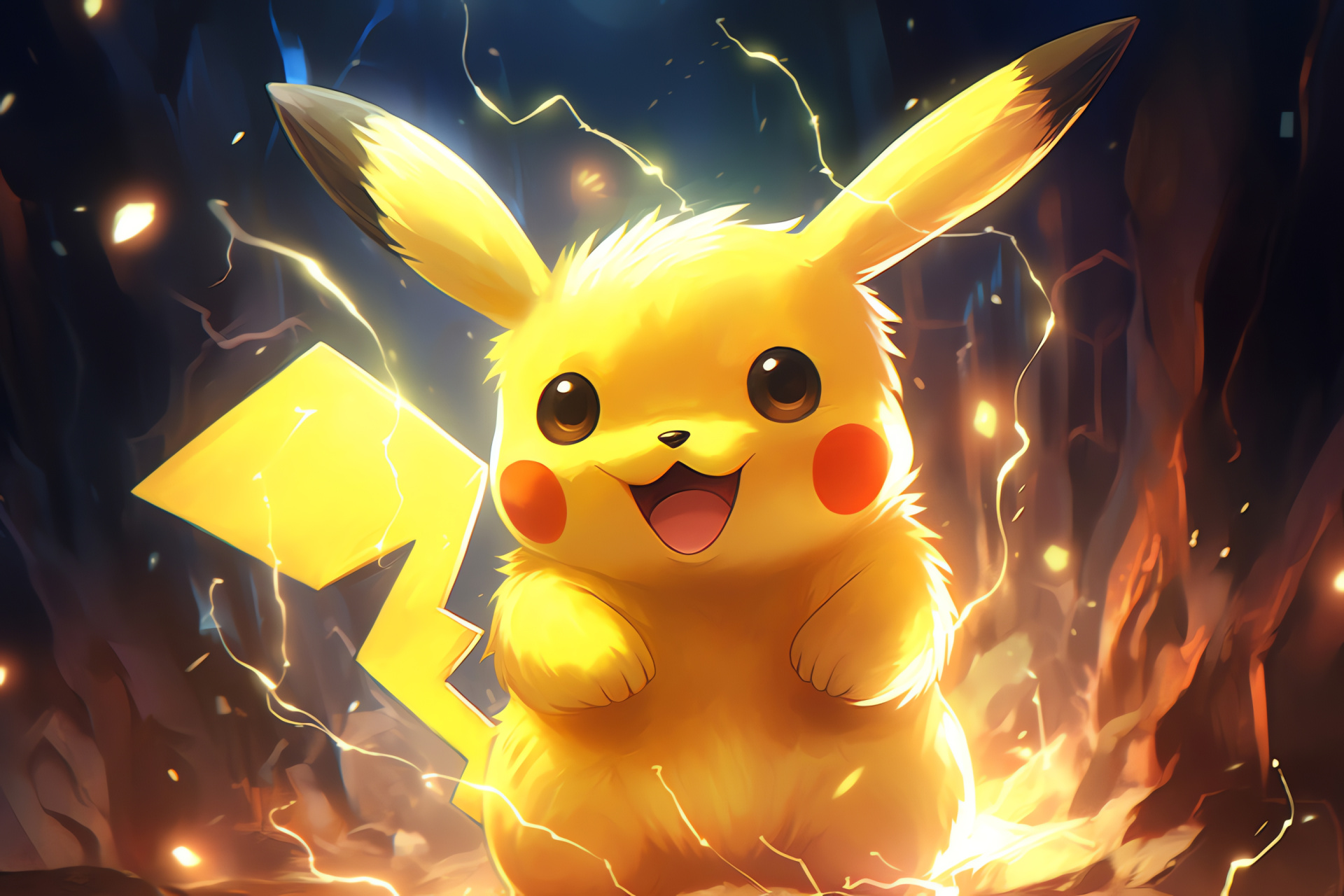 Pikachu, Pokmon species, electric abilities, anime creature, Ash's companion, HD Desktop Image