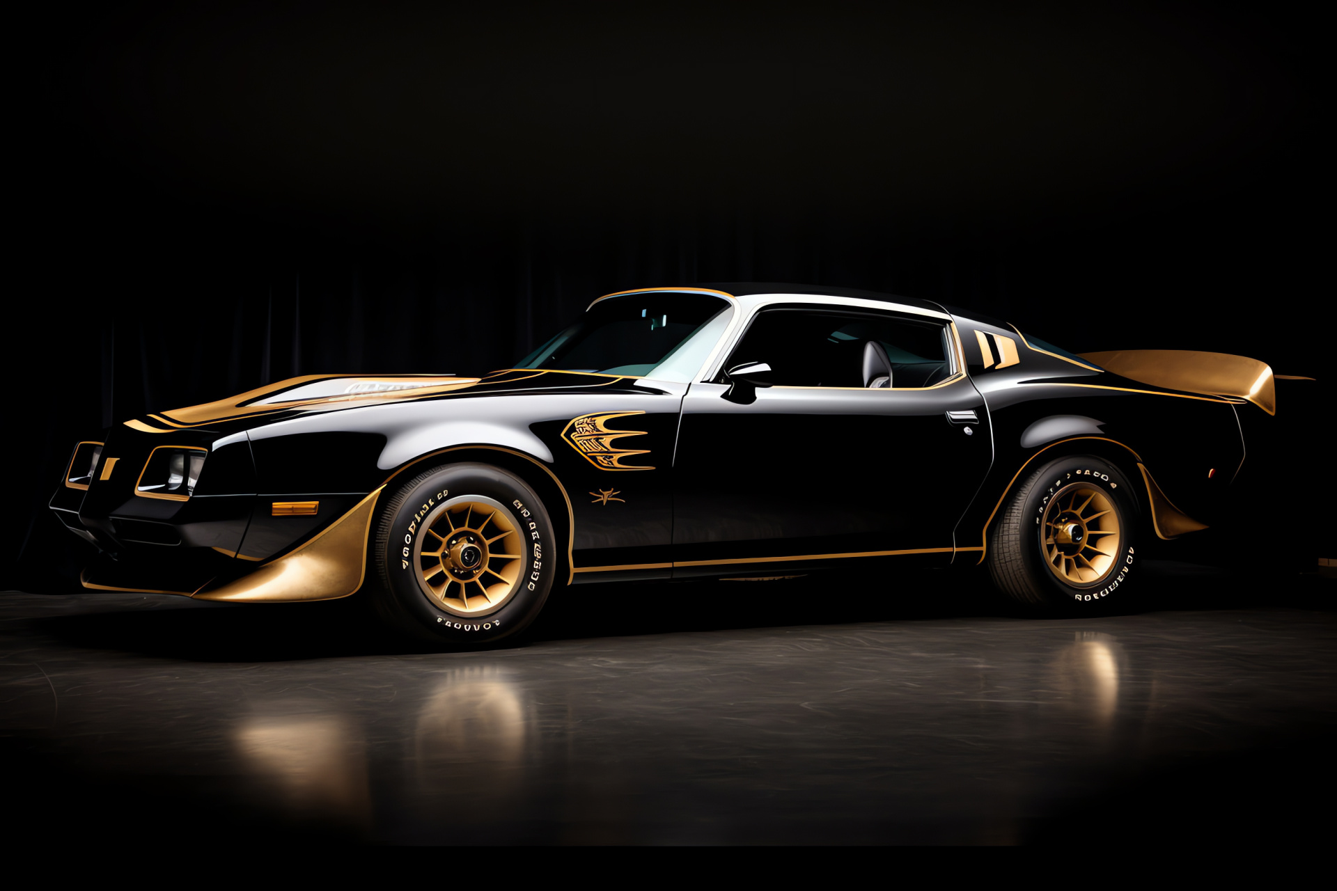 1978 Pontiac Trans Am elegance, Black and gold edition, Luxury auto, Glamour shine, Prestige emphasis, HD Desktop Wallpaper