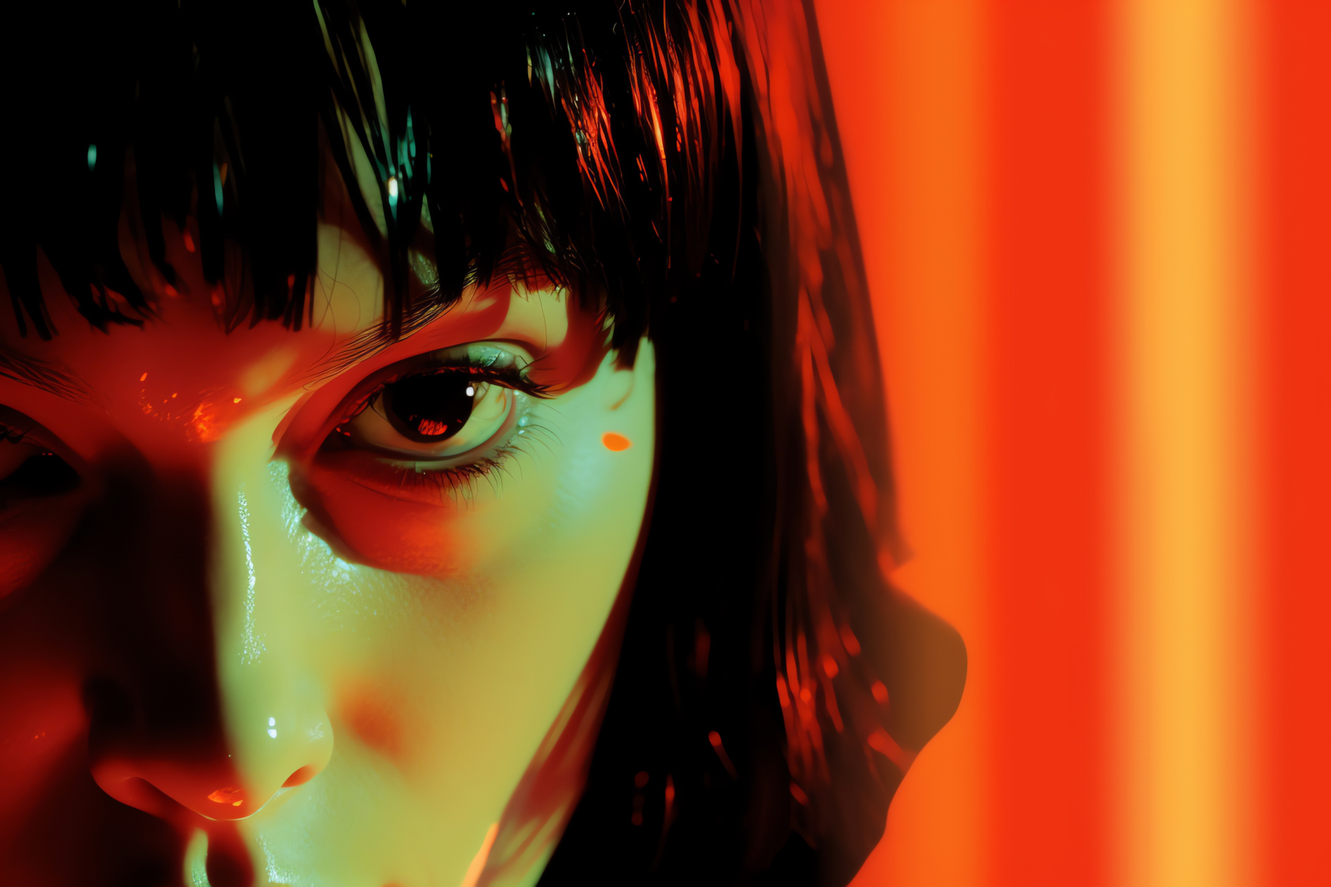 Mrs. Mia Wallace, Acclaimed actress Uma, Emerald gaze, Five-foot-five figure, Assured stance, HD Desktop Image