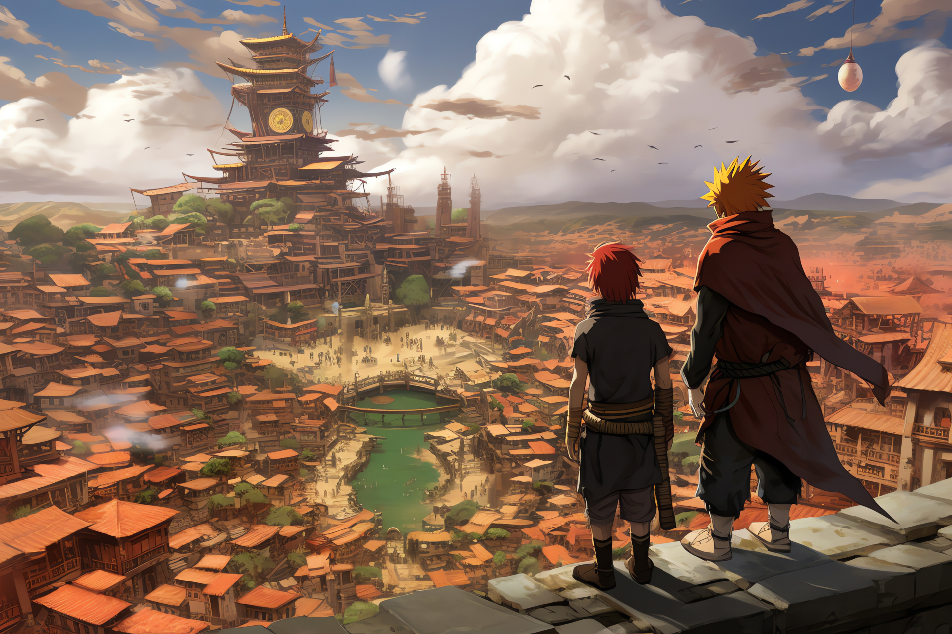 Naruto Uzumaki, Gaara of the Desert, Shonen Jump series, Ninja combat, Ame Hidden Village, HD Desktop Image