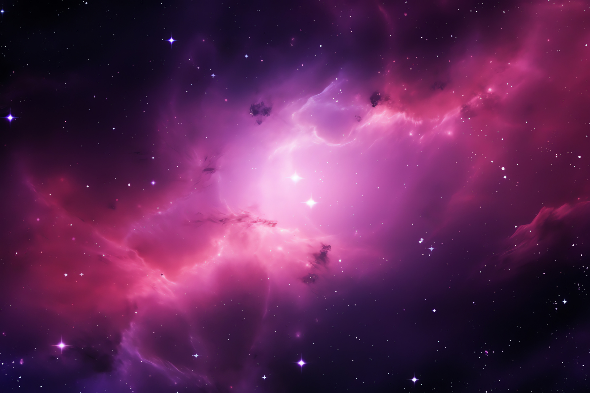 Pink Galaxy, Galactic fascination, Night sky wonder, Star formations, Interstellar landscape, HD Desktop Image