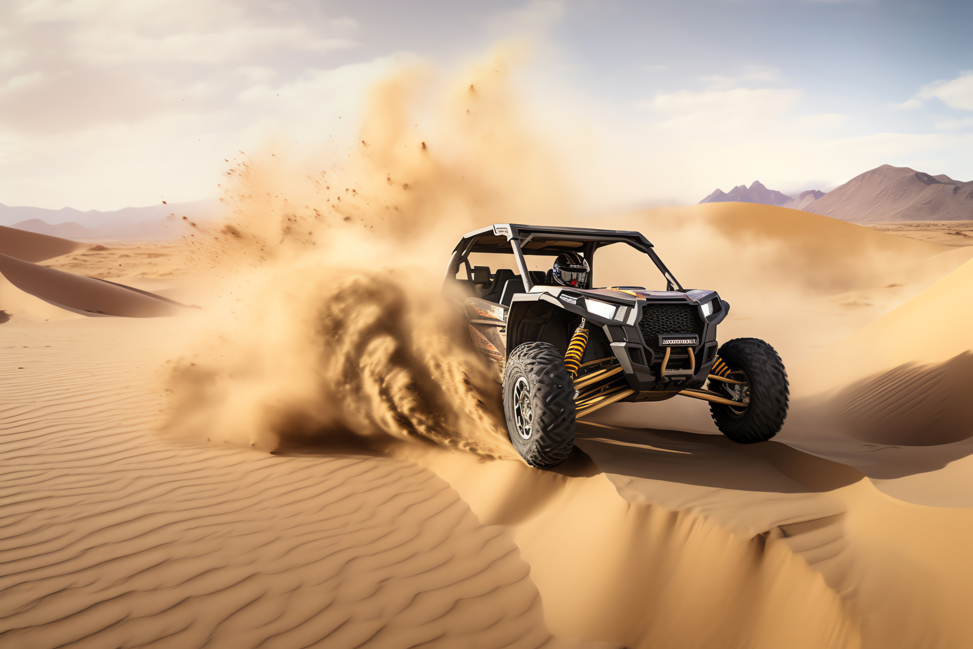 Desert Polaris RZR Dubai, High-speed dune riding, Extreme motorsports, Sand endurance, Off-the-grid adventure, HD Desktop Wallpaper