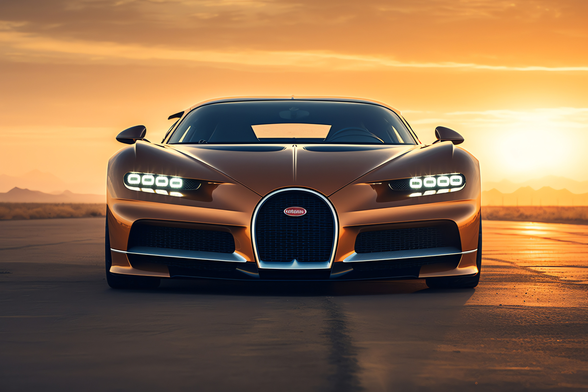 Bugatti Chiron Super Sport 300+, Dubai landscape, Hypercar elegance, Groundbreaking speed, Luxurious aura, HD Desktop Wallpaper