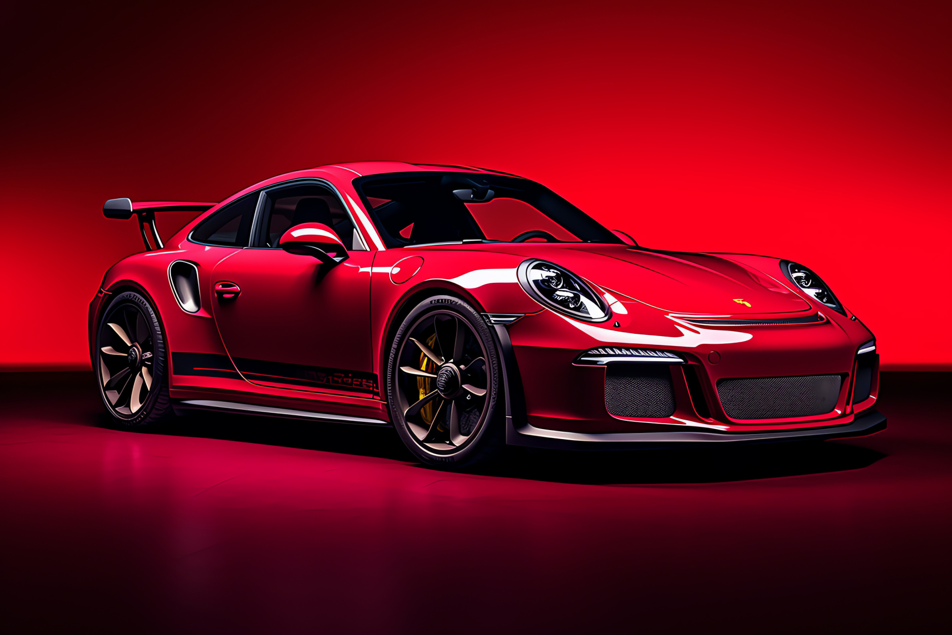 Porsche GT3 RS Cup model, Track-ready design, Red racing livery, High-angle sports car, Competitive automotive spirit, HD Desktop Image