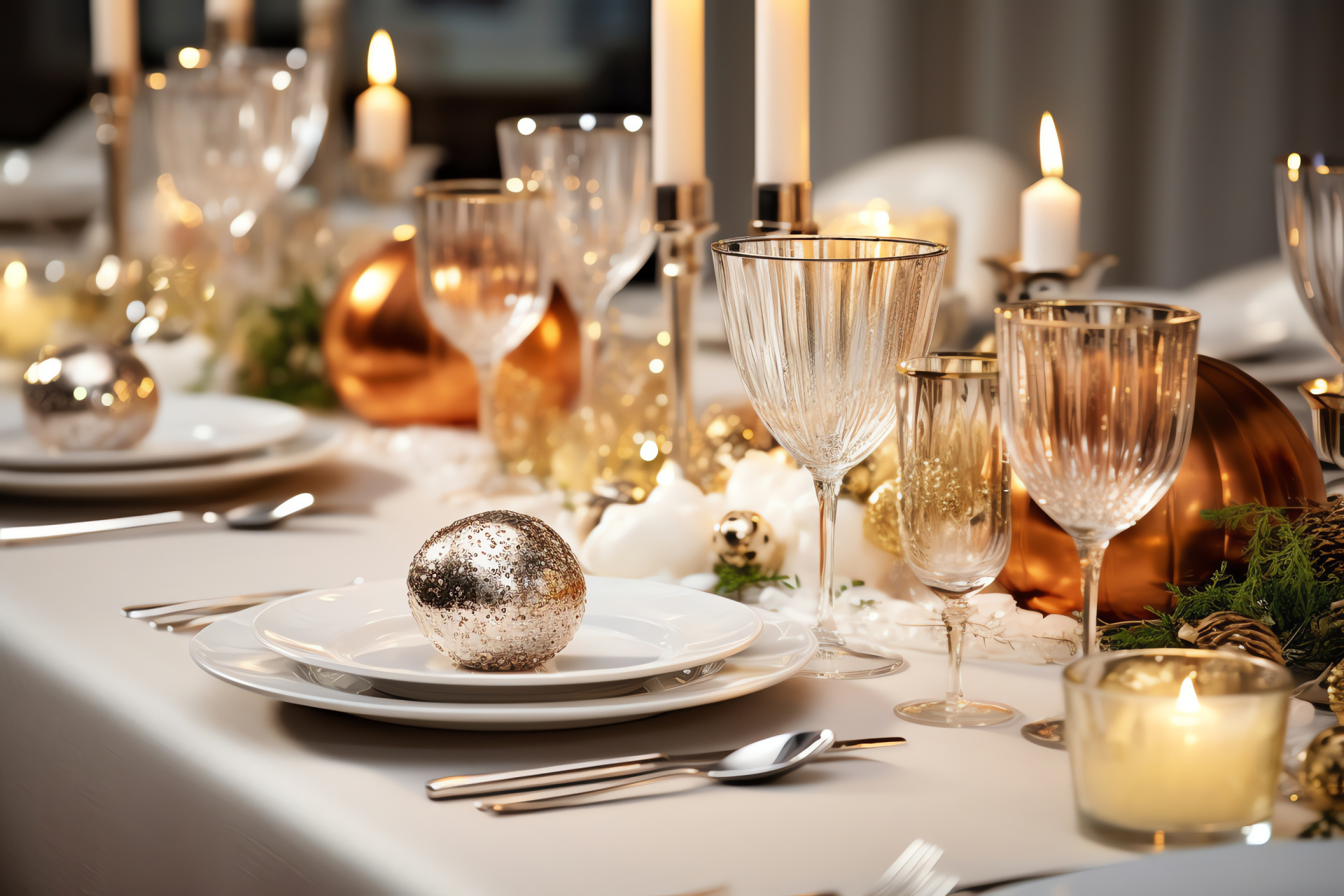 Gourmet New Year's, Elegant dinner presentation, Festive dining, Turkey centerpiece, '2018' candle vibes, HD Desktop Image