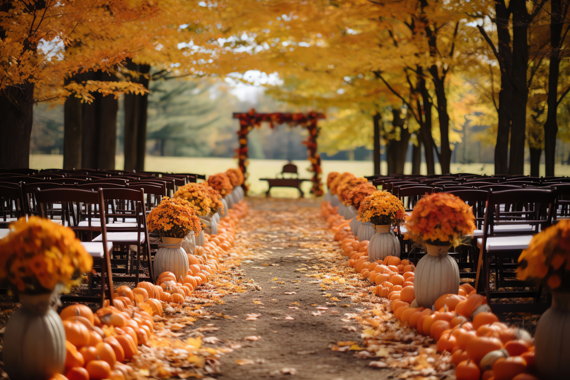 Autumn nuptials, decorative gourds, wedding ceremony, natural backdrop, seasonal romance, HD Desktop Wallpaper