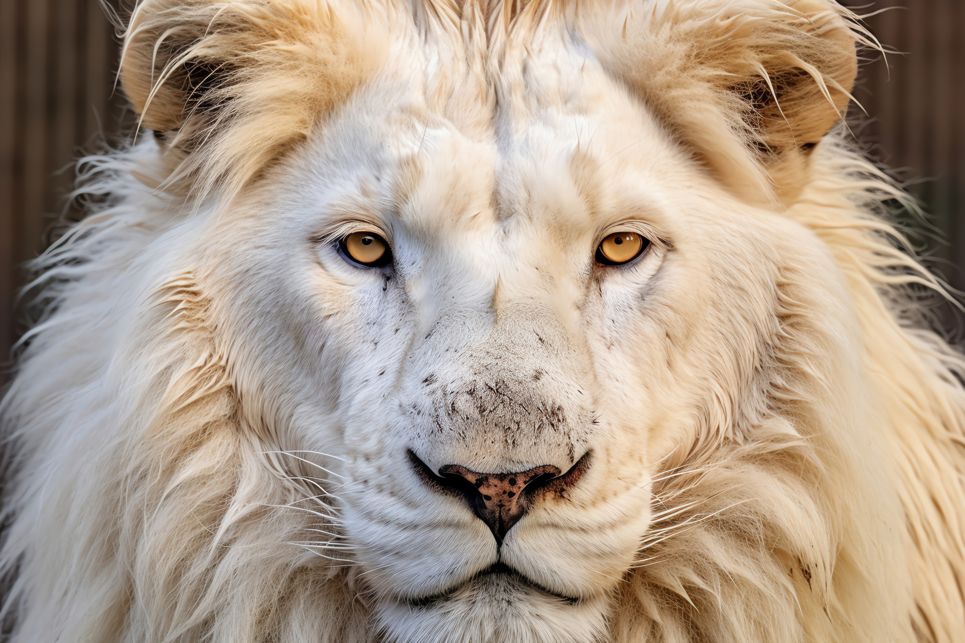 White Lion, Amber-eyed feline, Short fur texture, Pure red canvas, Majestic animal, HD Desktop Image
