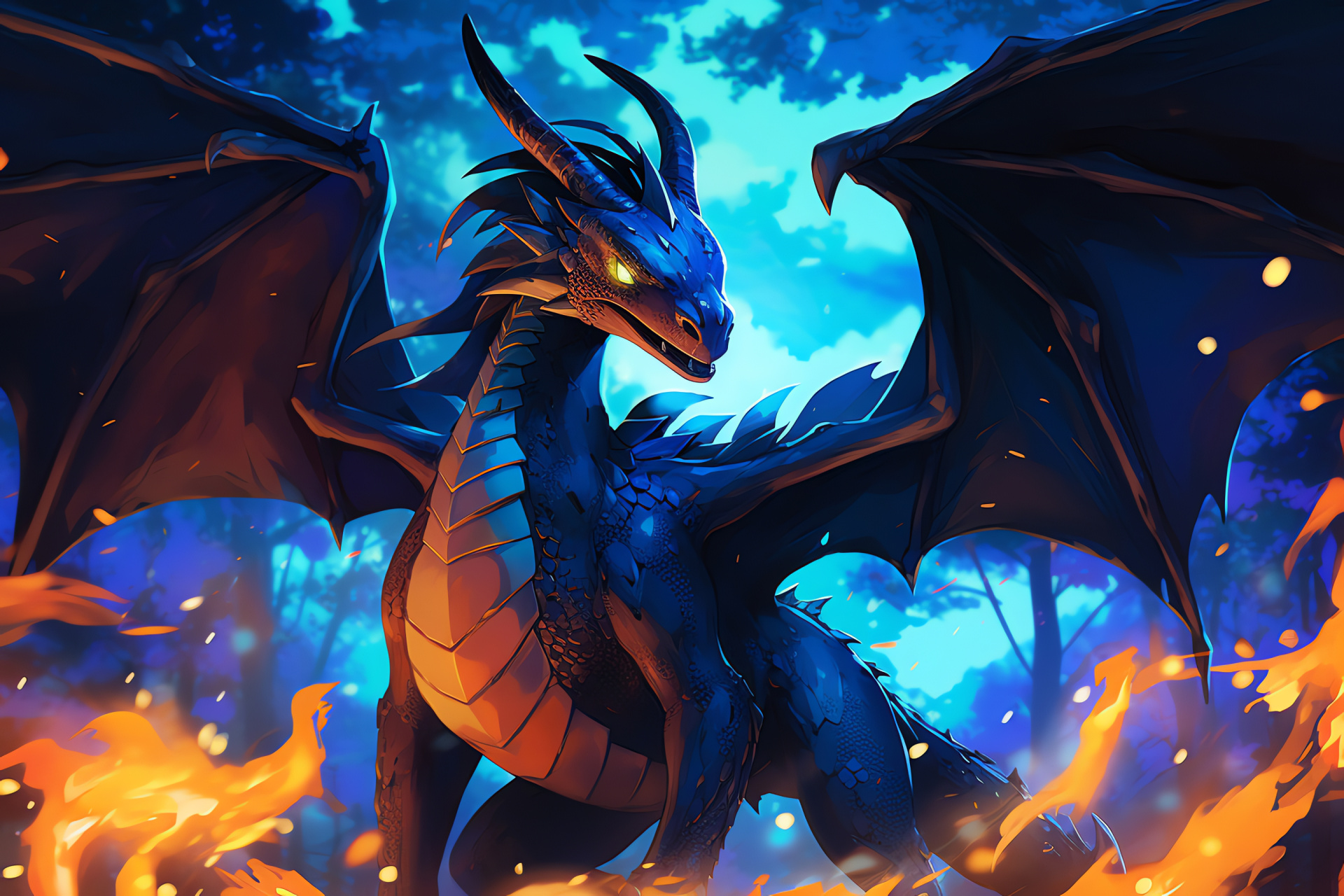 Pokemon Mega Charizard, gaming avatar, forest habitat, Dragons Grove, lush greenery, HD Desktop Image