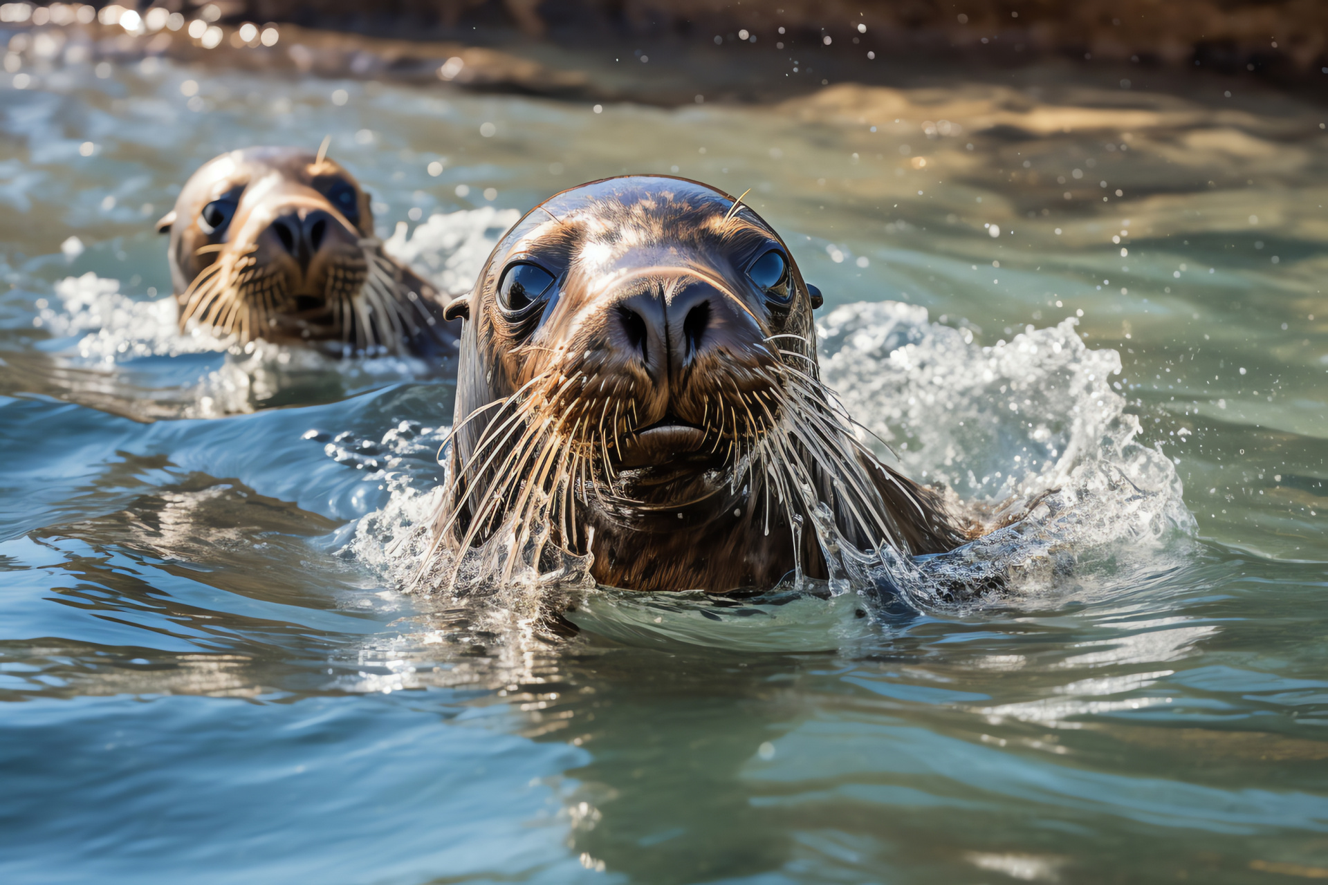 Sea lions basking, Coastal habitat, Galapagos wildlife, Sociable sea mammals, Oceanic environment, HD Desktop Wallpaper