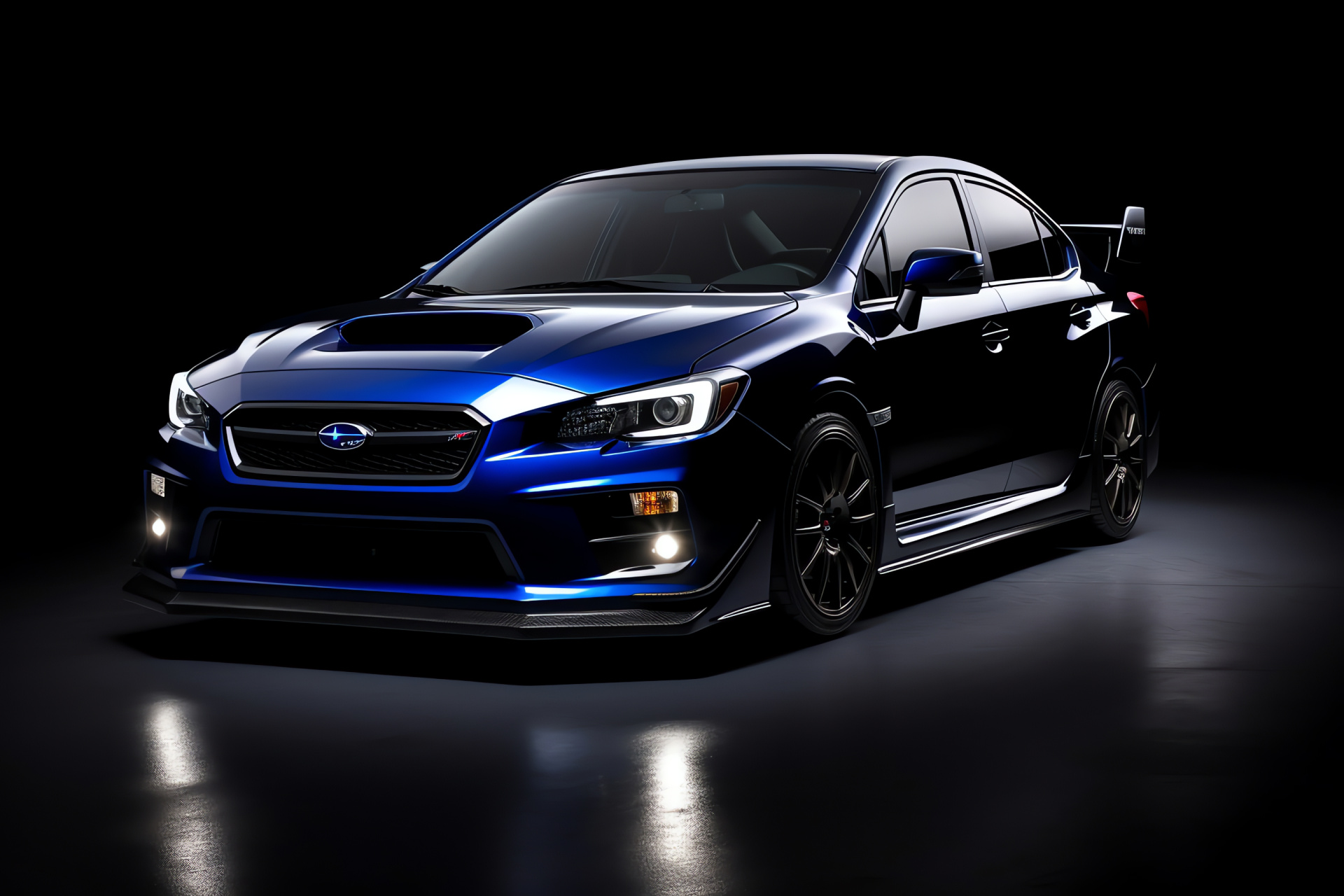 Subaru WRX elevation, Deep blue Spec-C model, Motorsport engineering, Performance-focused stance, Sleek auto silhouette, HD Desktop Image