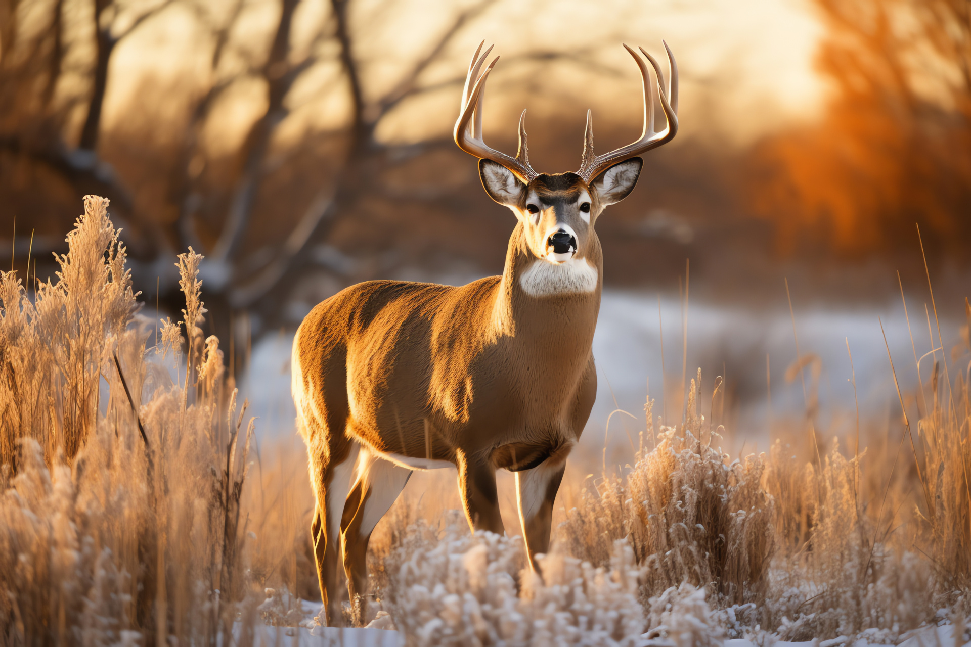 Deer Buck, dark pelt, melanistic effect, argent glance, strong antlers, HD Desktop Wallpaper