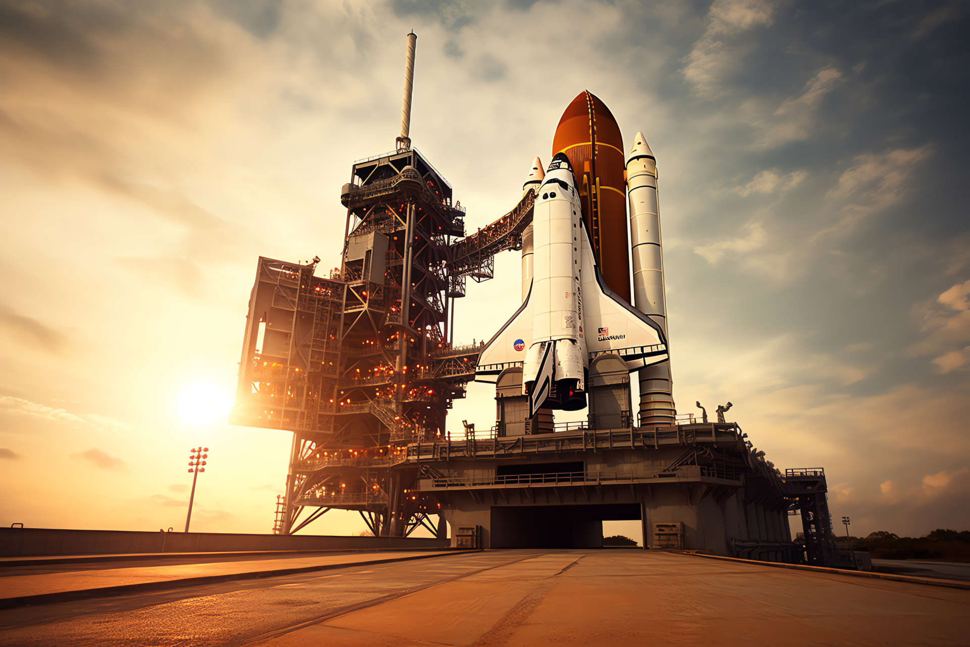 NASA spacecraft, Space Shuttle image, Kennedy Space Center, Orbiter launch, Twilight sky, HD Desktop Image