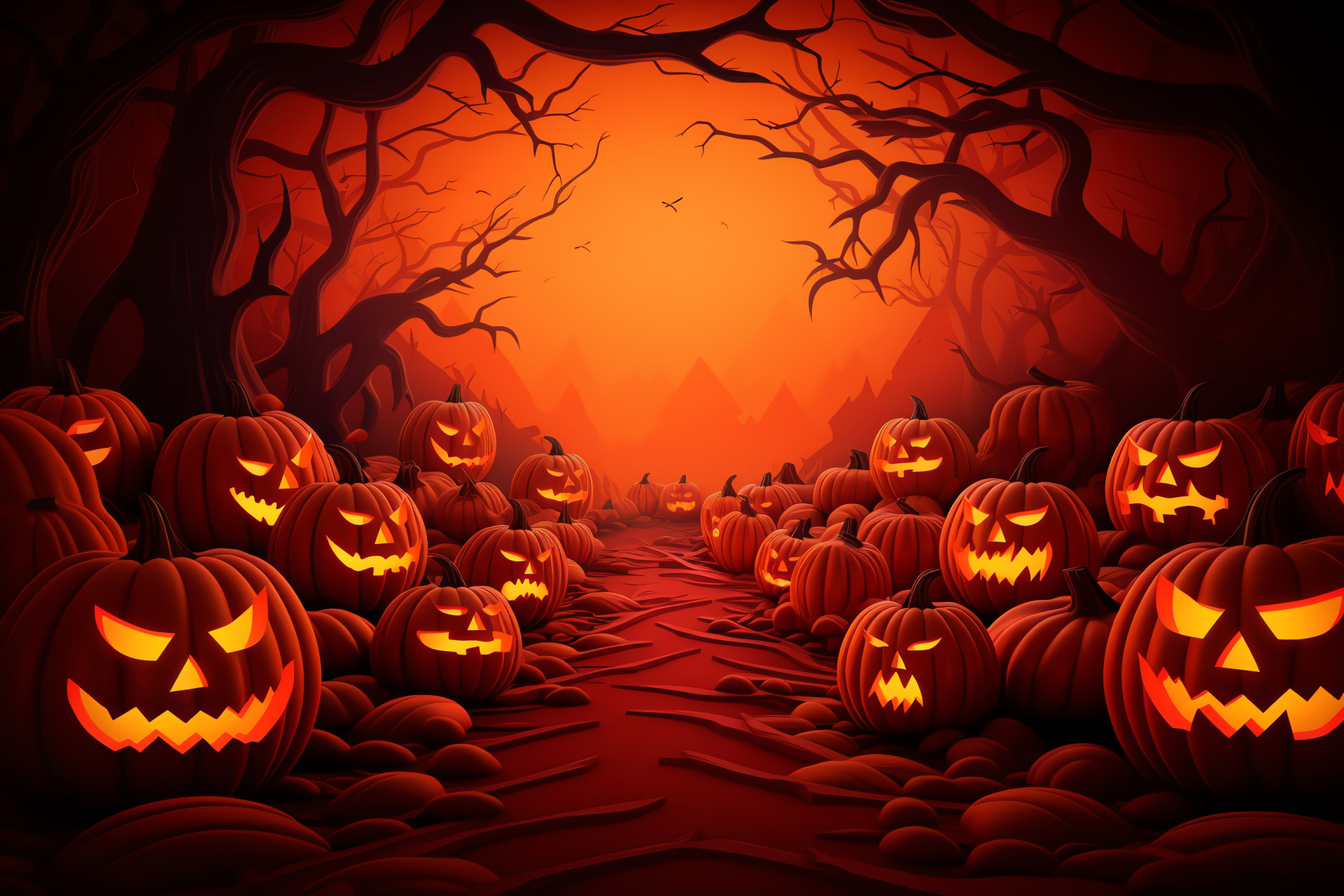 Pumpkin artistry, crimson shade, October ritual, sculpting tools, artful grooves, HD Desktop Wallpaper