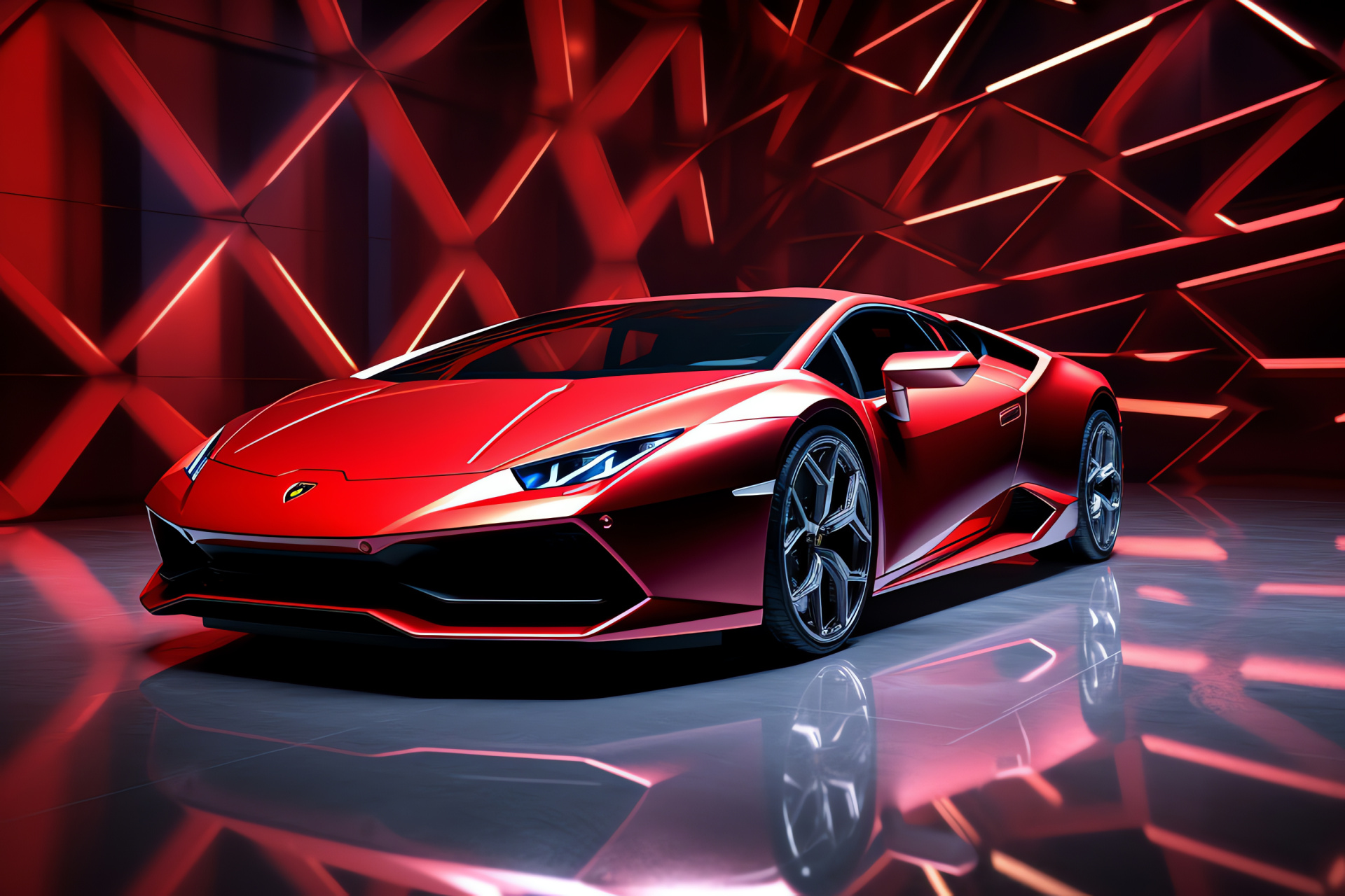 Lamborghini release, Scarlet scene emphasis, Mechanical prowess symbol, Distinctive bold shape, High-octane Italian craftsmanship, HD Desktop Image