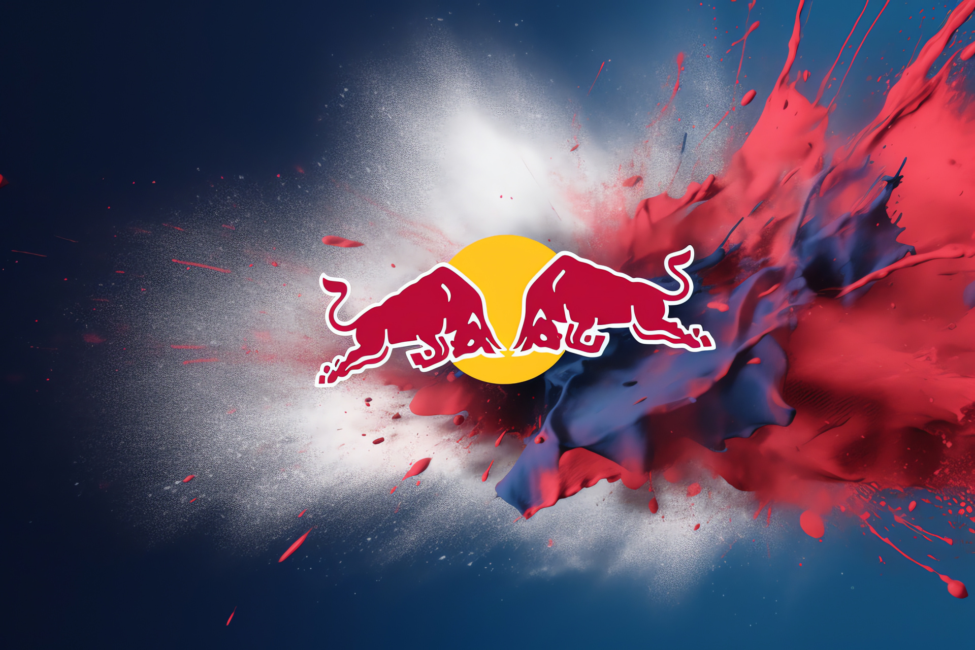 Red Bull abstract, Colorful paint burst, Fantasy branding, Peaceful ambiance, Artistic interpretation, HD Desktop Wallpaper