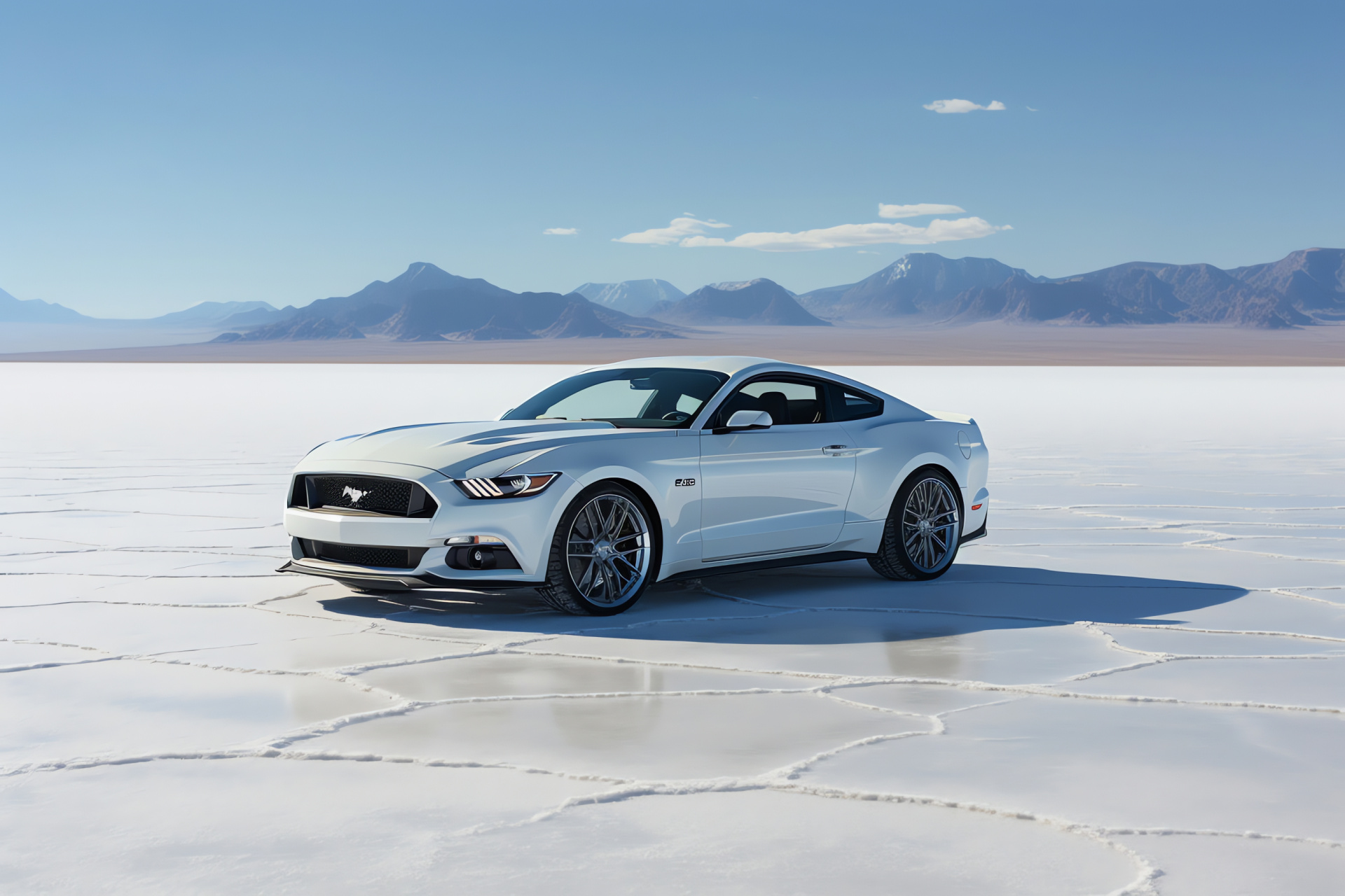 Ford Mustang, Salt plains racing, High-octane coupe, Athletic shape, Wind-cutting silhouette, HD Desktop Image