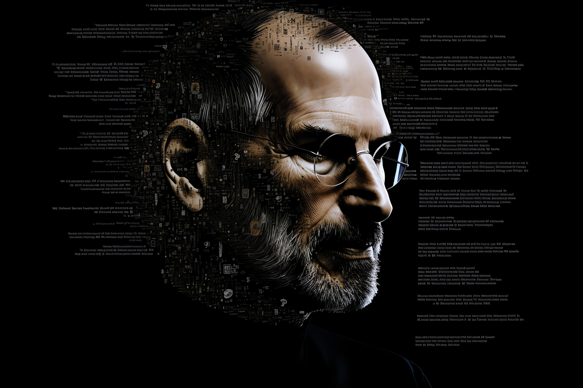 Charismatic Steve Jobs, Silicon Valley pioneer, Intelligent gaze, Minimalist style, Innovator aura, HD Desktop Wallpaper