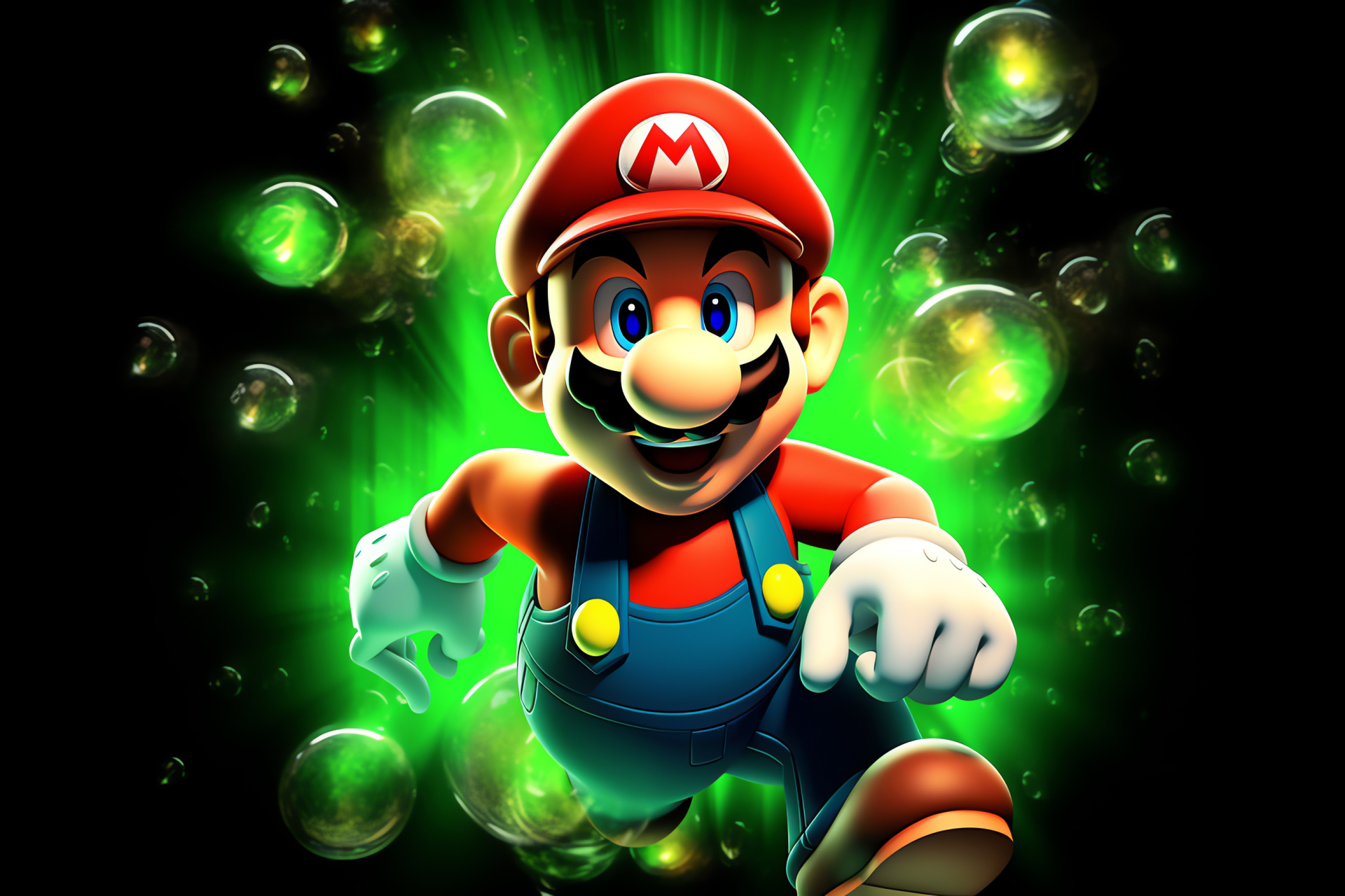 Iconic Mario game, Nintendo platform hero, Plumber's uniform, Mario's adventure, Joyful expression, HD Desktop Image