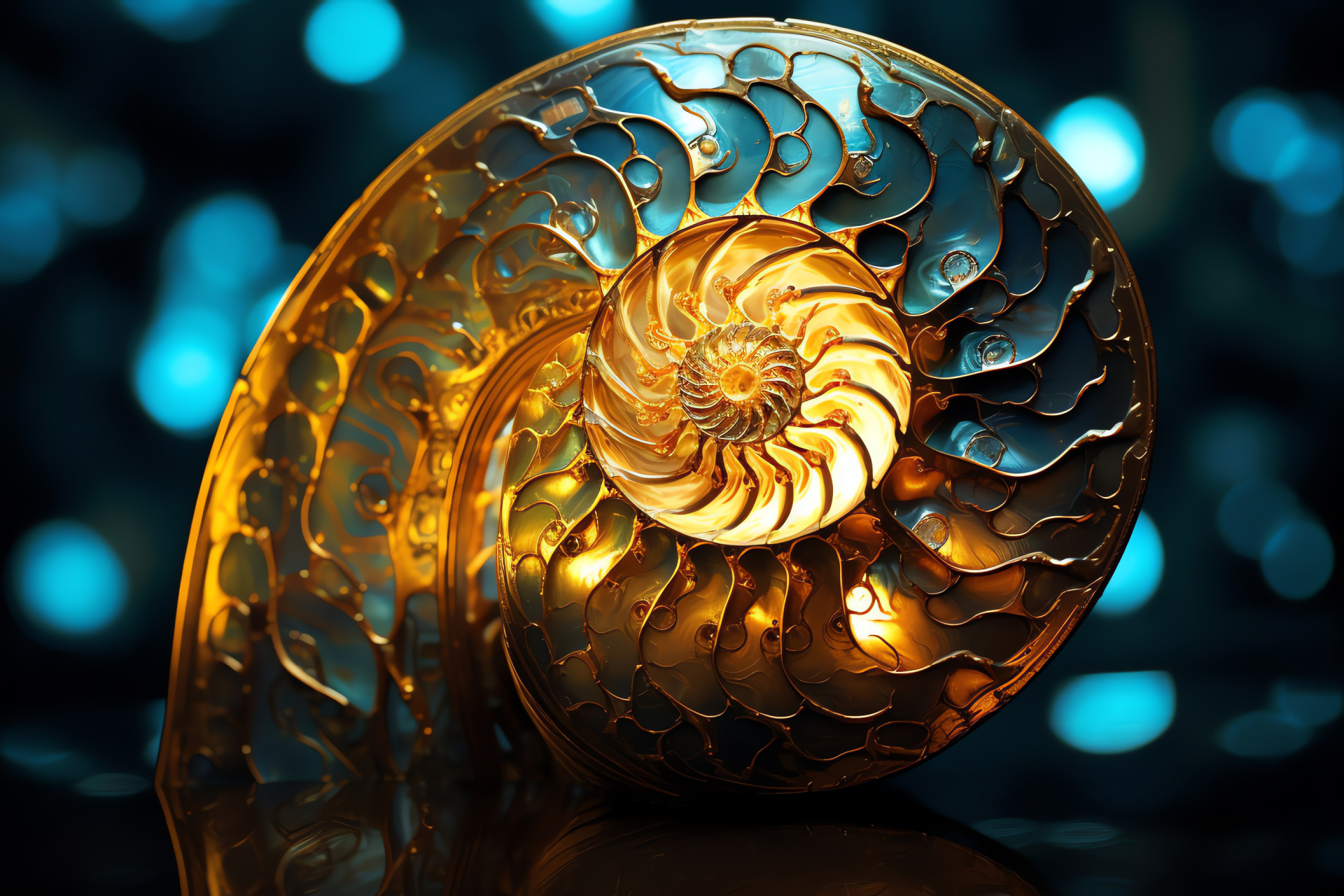 Nautilus sea animal, Aquatic golden spiral, Rare underwater species, Nautical natural wonder, Marine ecosystems, HD Desktop Wallpaper