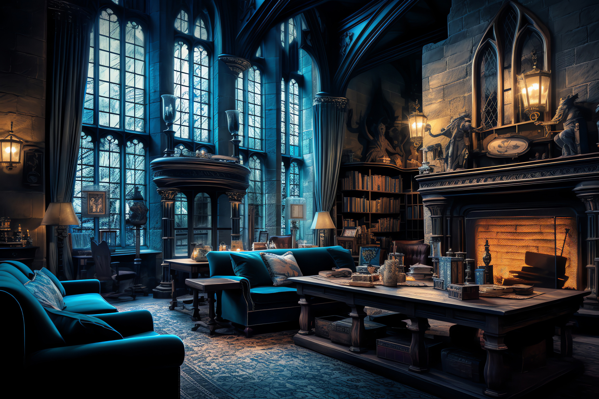 Ravenclaw house, Hogwarts scenery, Wizardry and wit, Academic fervor, Magical education, HD Desktop Image
