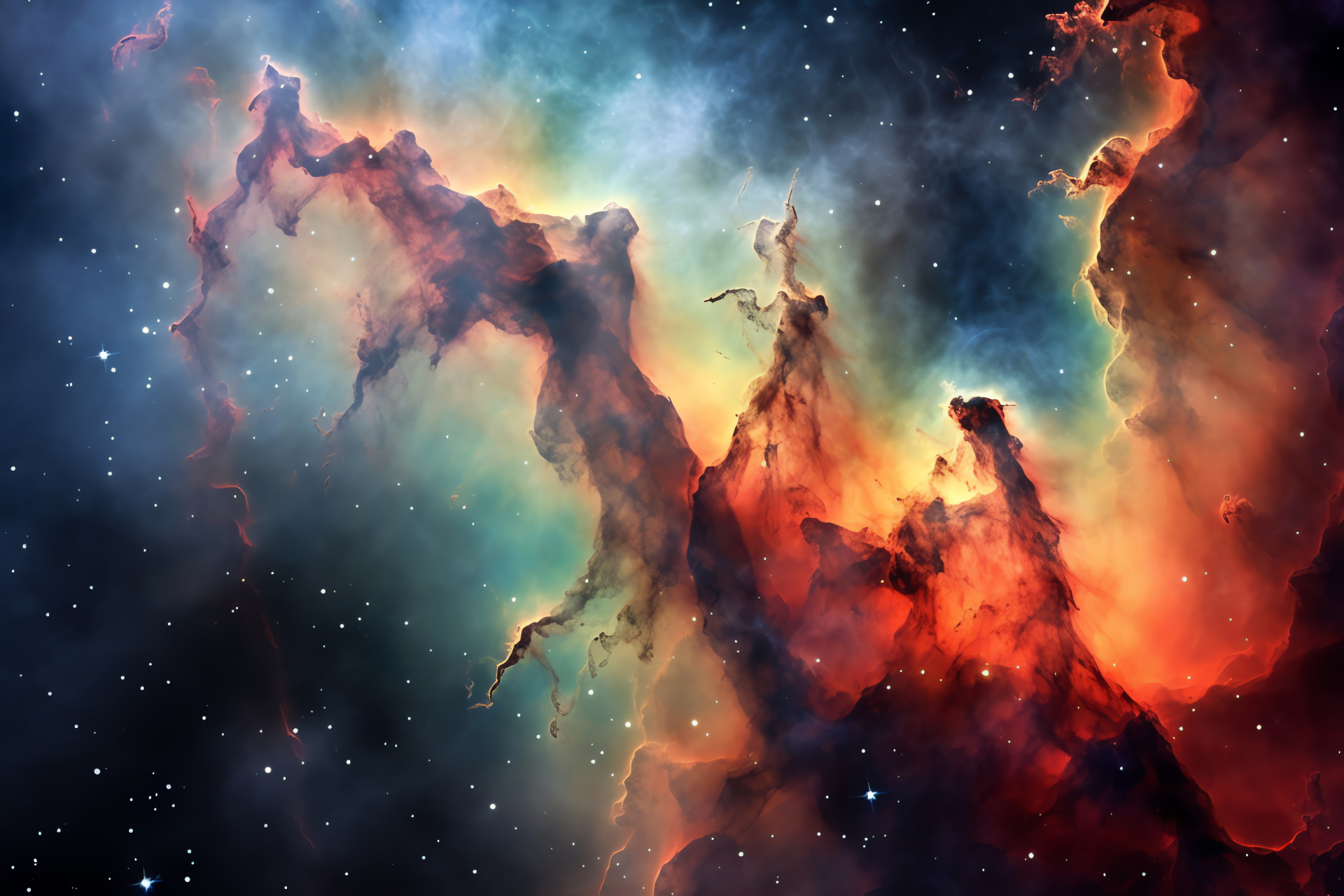 Eagle Nebula details, High-resolution space imagery, Vibrant star-forming region, Astronomical exploration, Cosmic wonder, HD Desktop Image