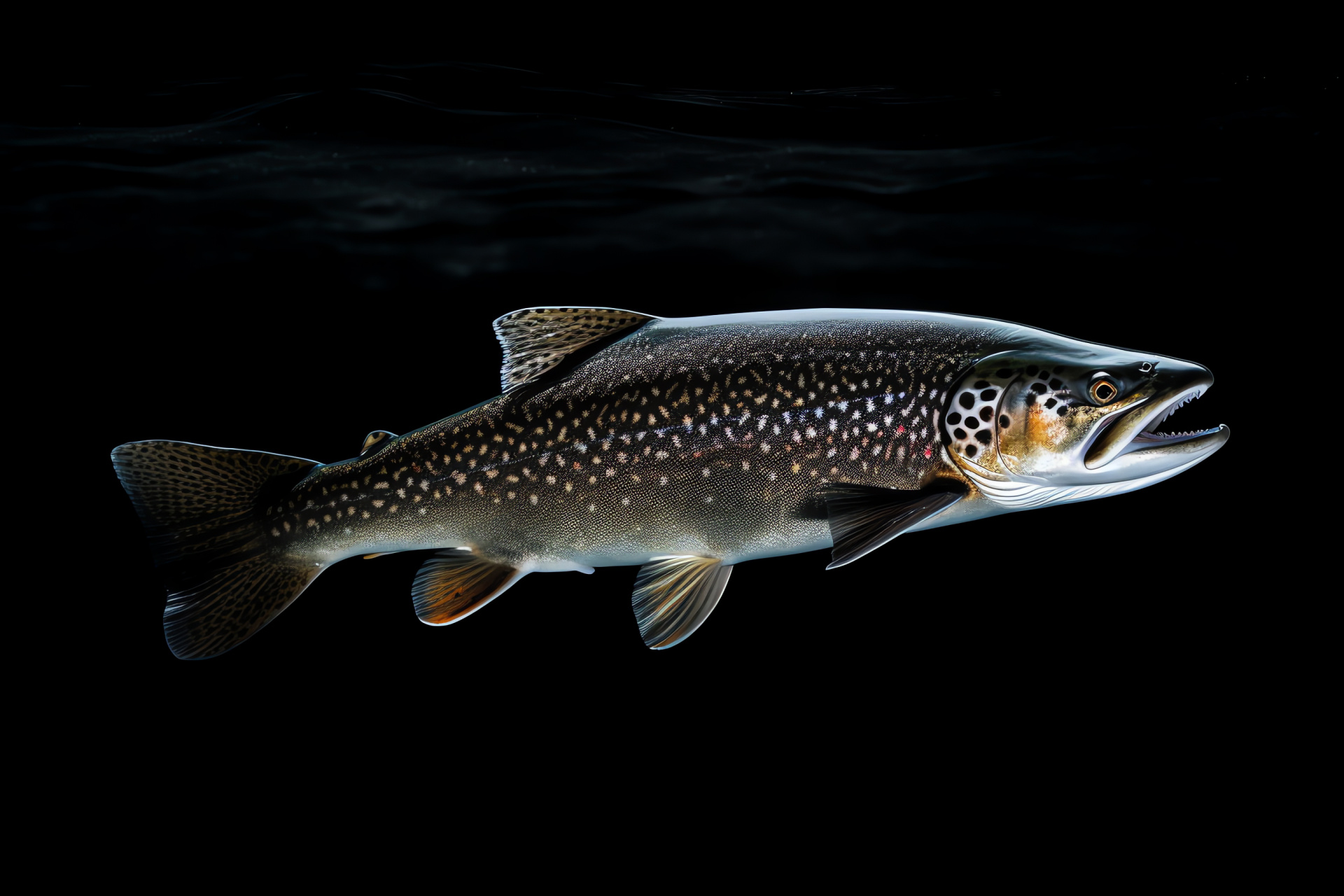 Aquatic gill-breather, Entire figure visible, Silver gleam coat, Reflective fish scales, HD Desktop Wallpaper