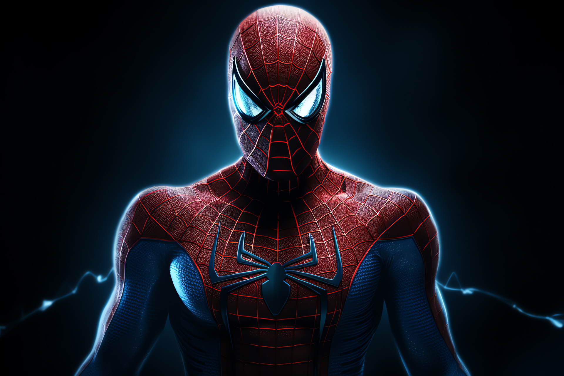 Iconic superhero, cobwebbed costume, Spiderman persona, New York skyline, graphic detail, HD Desktop Image