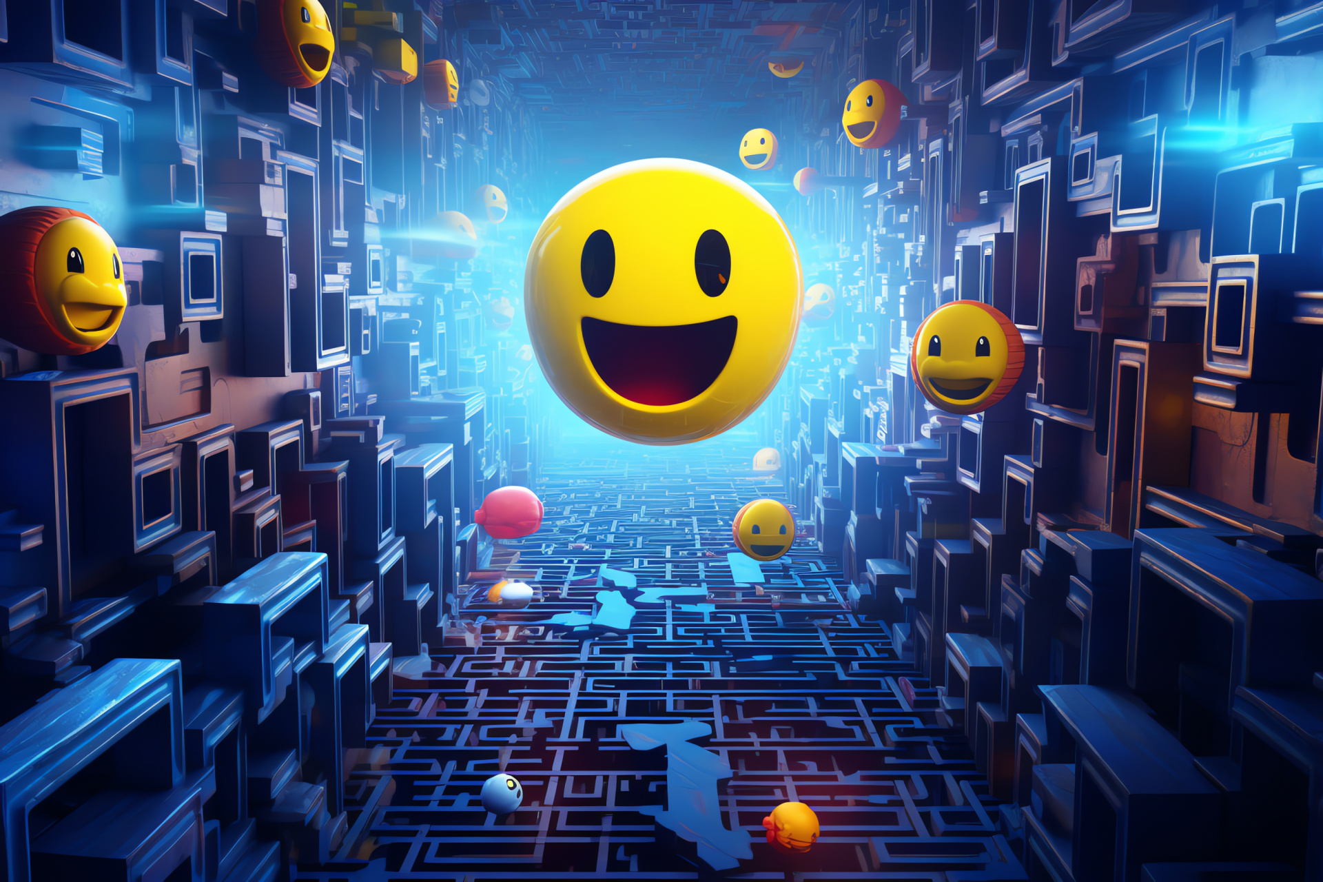 Classic Pacman, Arcade machine staple, Pacworld universe, Nostalgic yellow, Spherical shape, HD Desktop Wallpaper