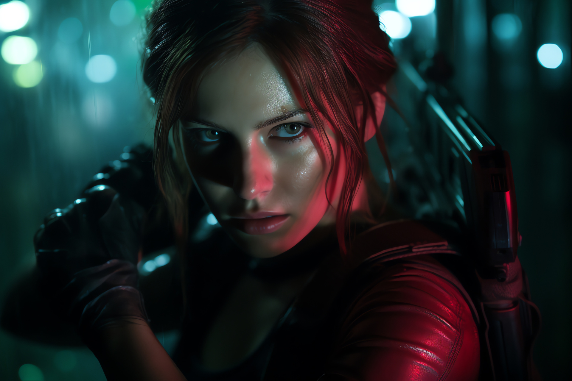 Claire Redfield, Sci-fi scenario, Armed combat, Bioweapon conflict, Gaming environment, HD Desktop Wallpaper