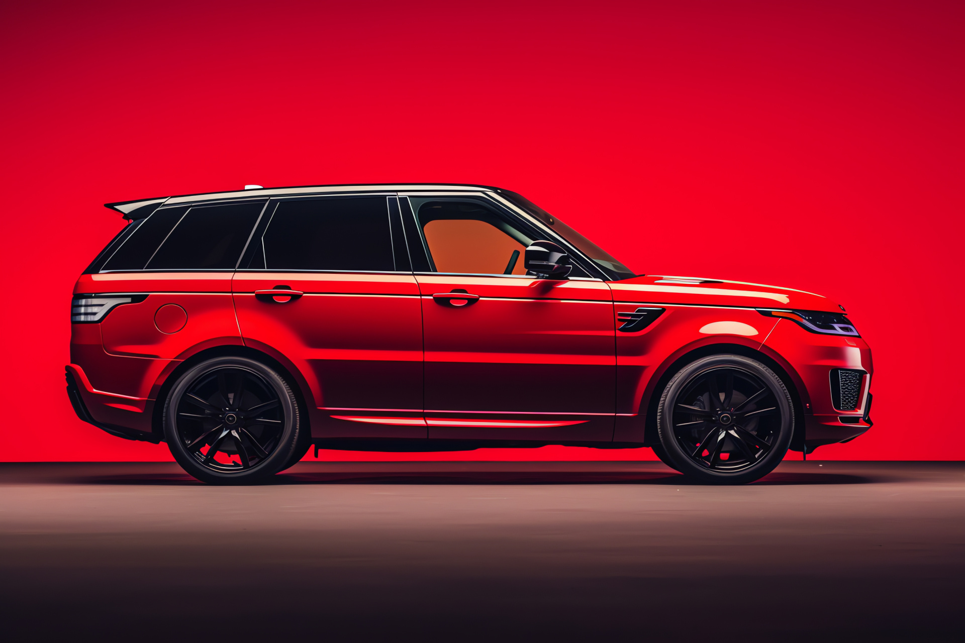 2018 Range Rover Sport side, Display of automotive force, Pristine red visual, Vehicular essence, Red intensity showcase, HD Desktop Wallpaper