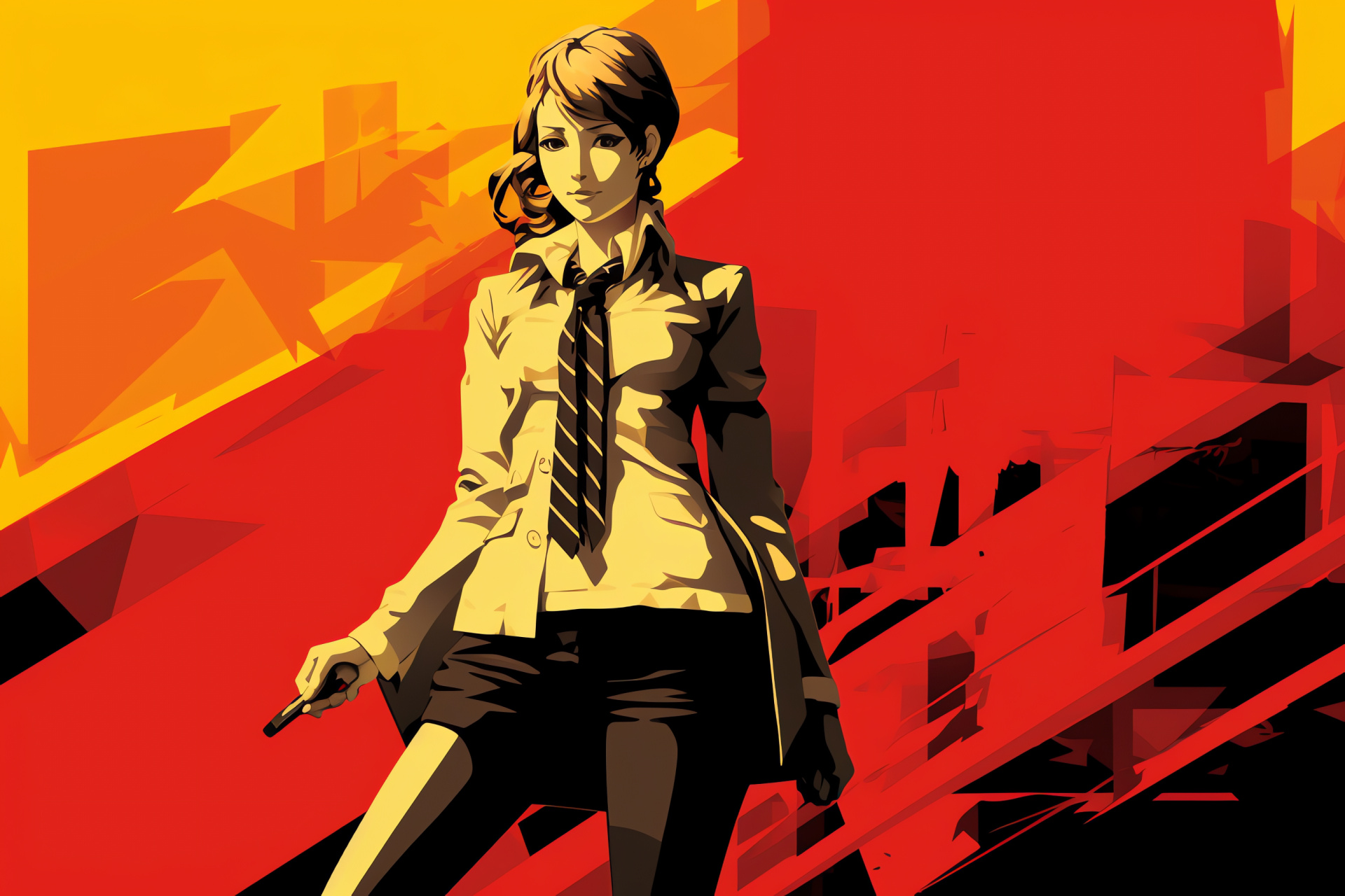 Rise Kujikawa Persona 4, Pop star appeal, Singing performance, Dual-toned scene, Audio prop, HD Desktop Image