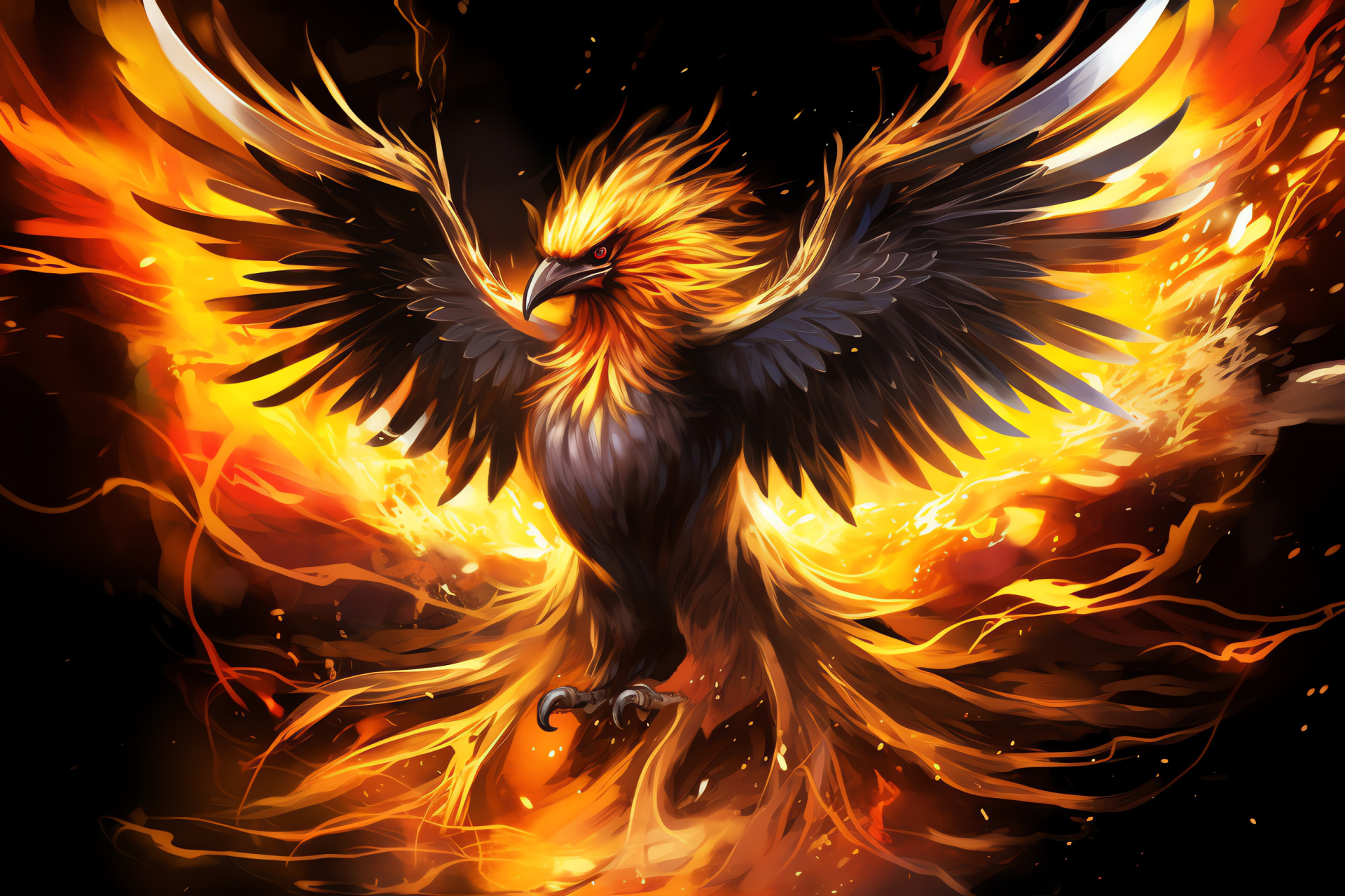 Zapdos Fire Red edition, Thunderbird Pokemon, Shocking plumes, Electric flyer, Striking pose, HD Desktop Wallpaper