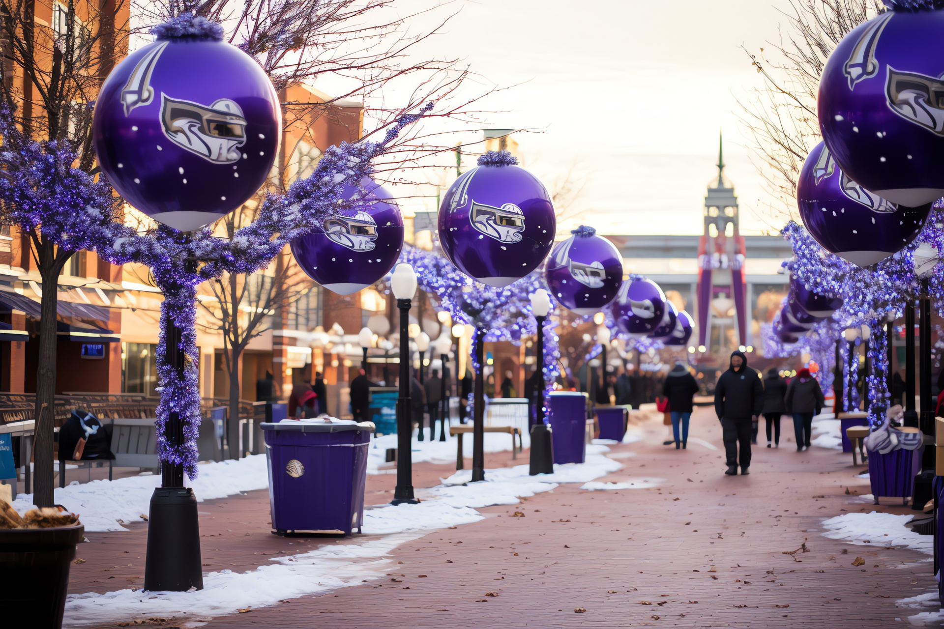 NFL festive season, football spirit, city decor, sports ornaments, wintertime games, HD Desktop Wallpaper