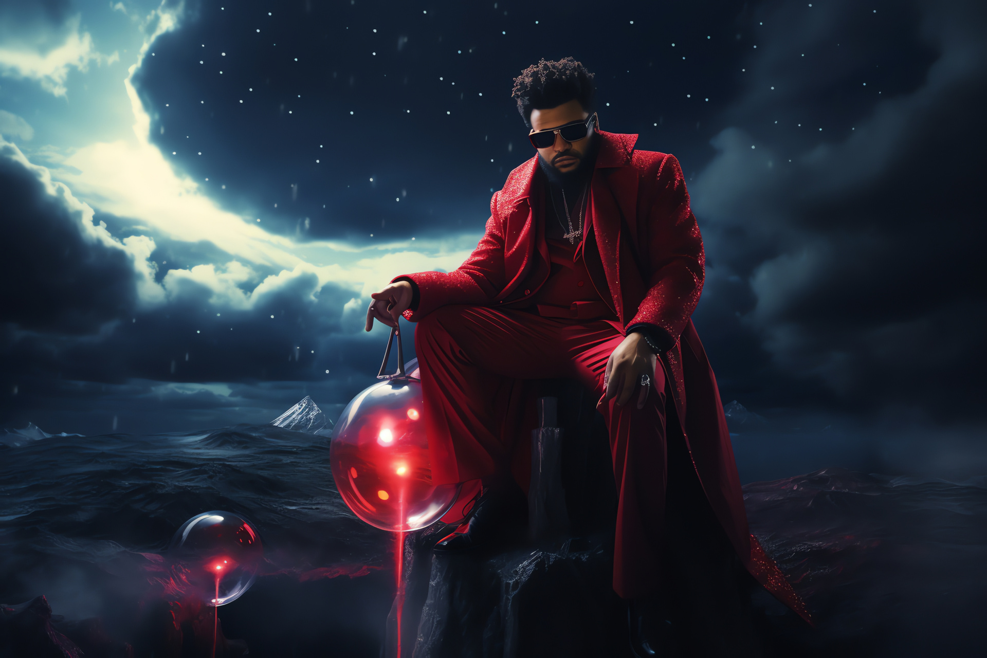The Weeknd performer, Music artist stage outfit, Dance performance, Atmospheric phenomenon, Music production, HD Desktop Wallpaper