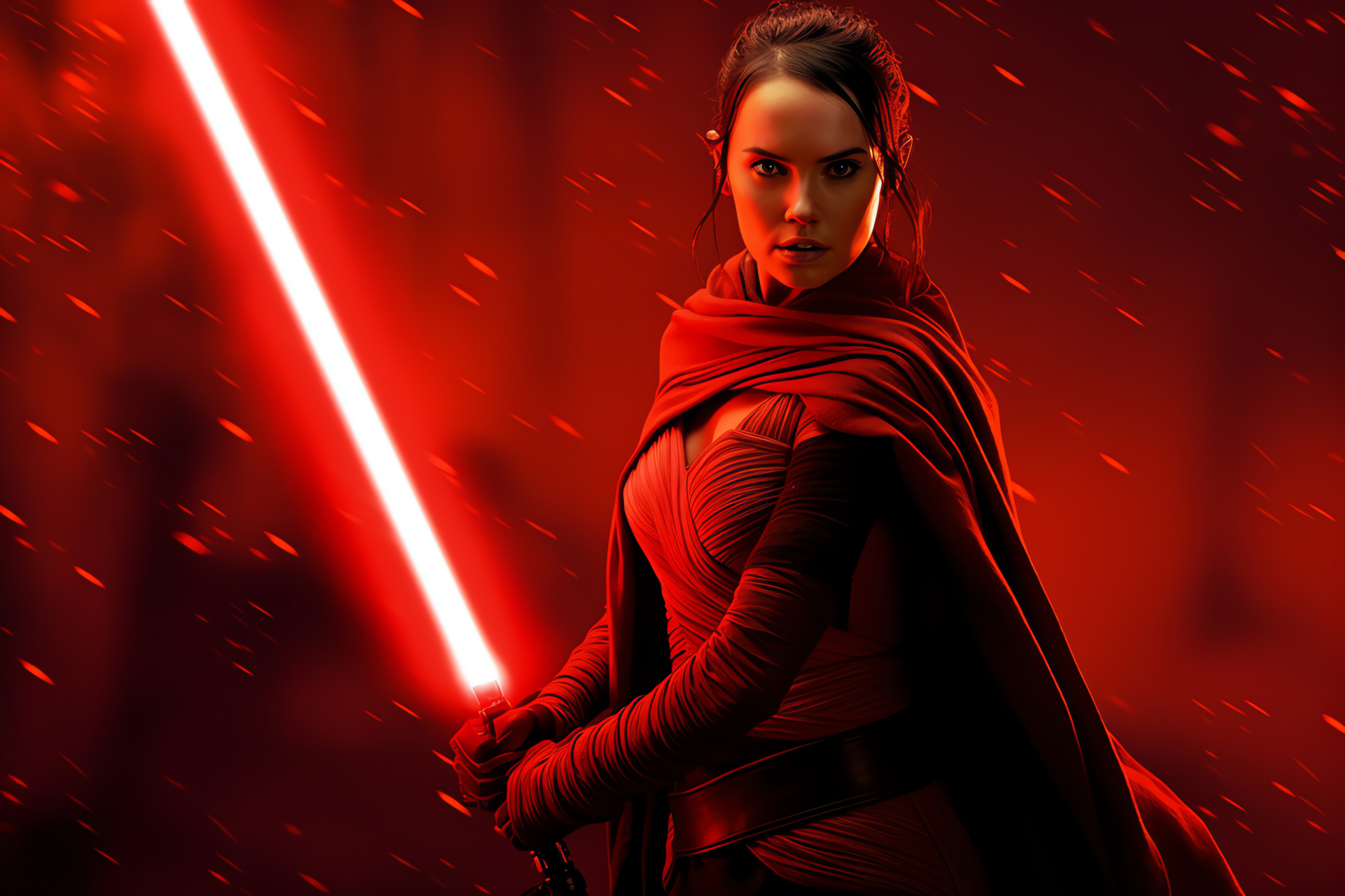 Rey Star Wars franchise, Legendary female lead, Undeterred focus, Sci-fi epic, Strong-willed gaze, HD Desktop Wallpaper