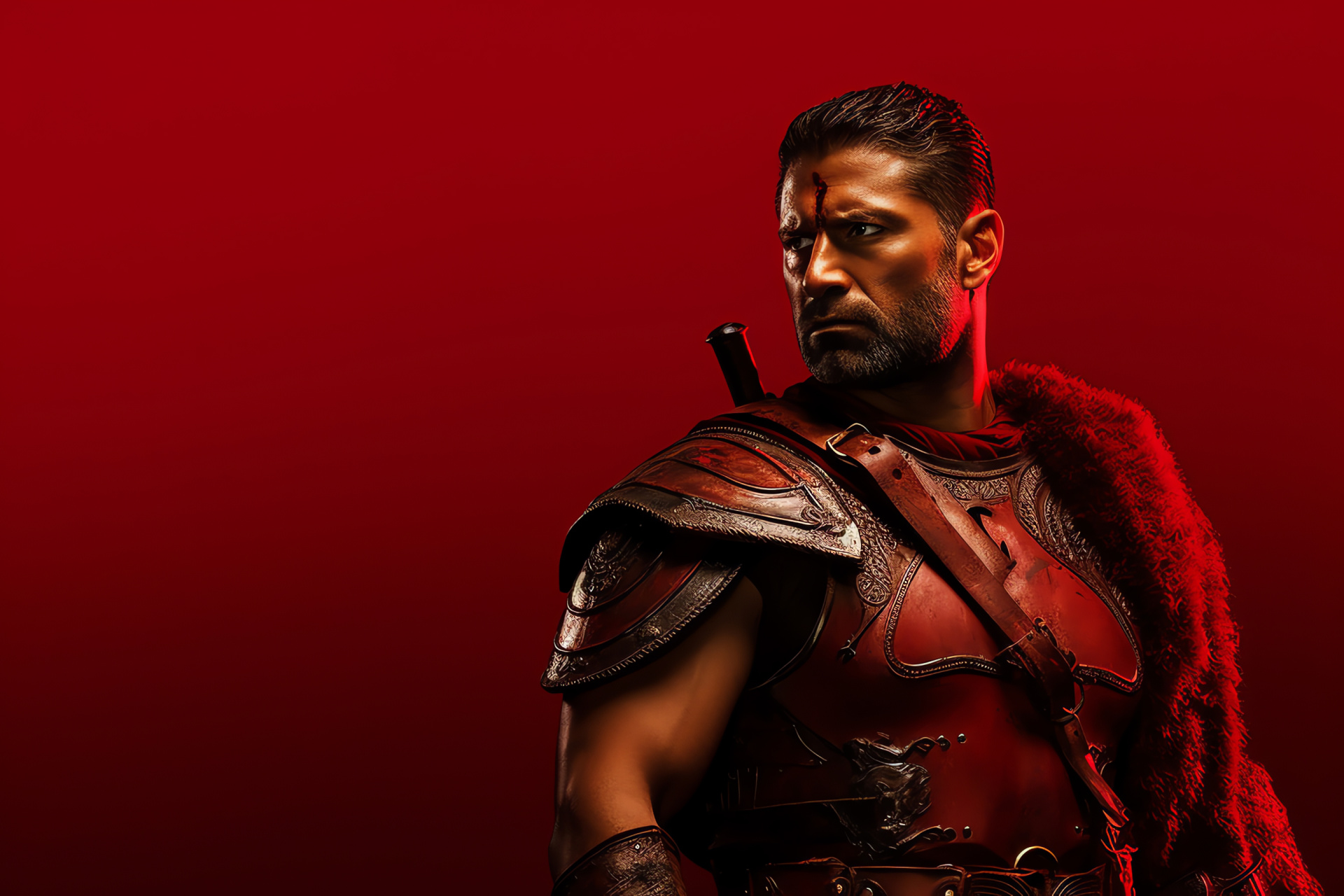 Manu Bennett as Crixus, Defiant gladiator, Arena champion, Power resistance, Roman slave story, HD Desktop Image