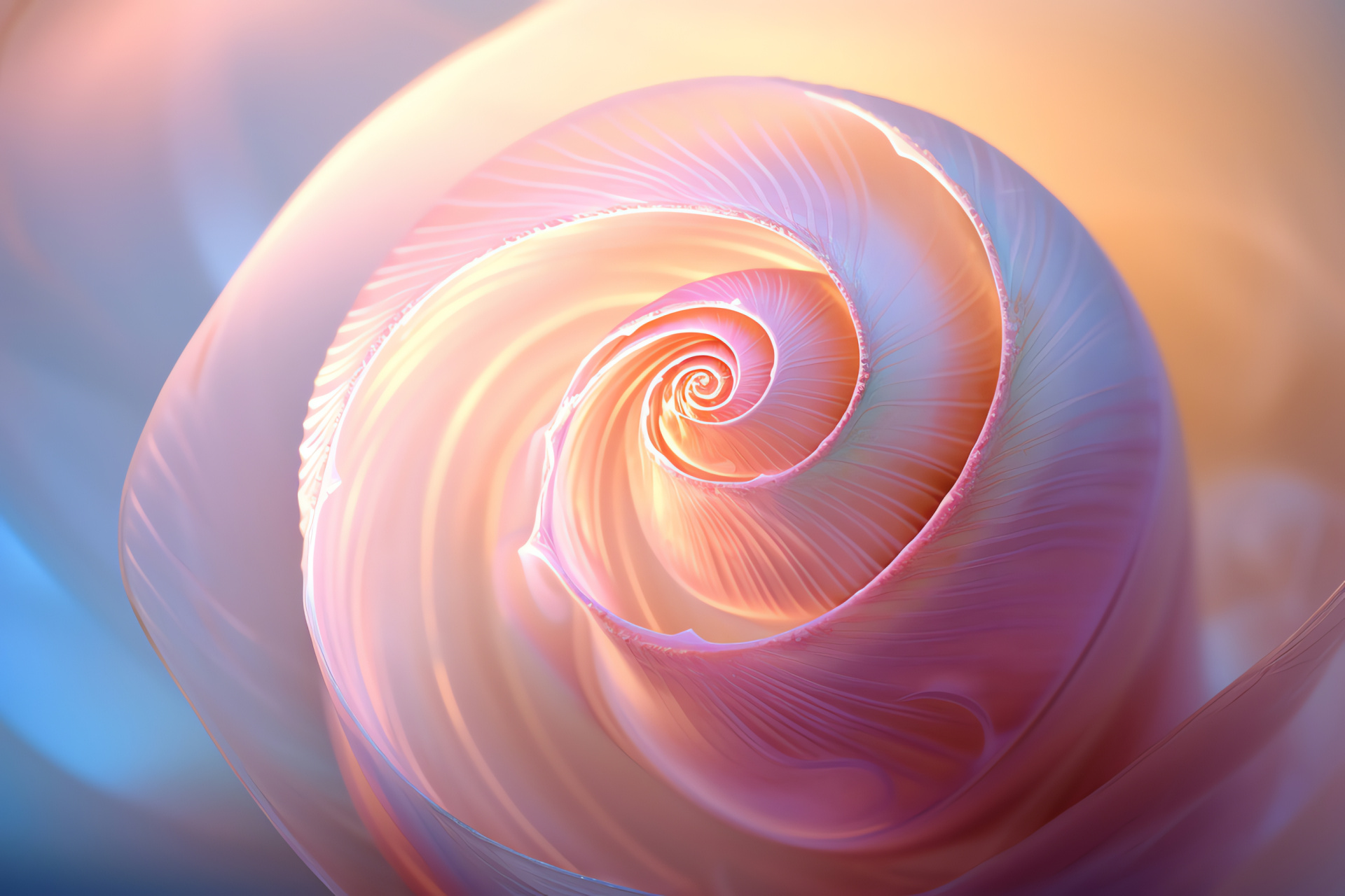 Juvenile nautilus, soft-hued shell, ocean glow, marine grace, underwater allure, HD Desktop Wallpaper