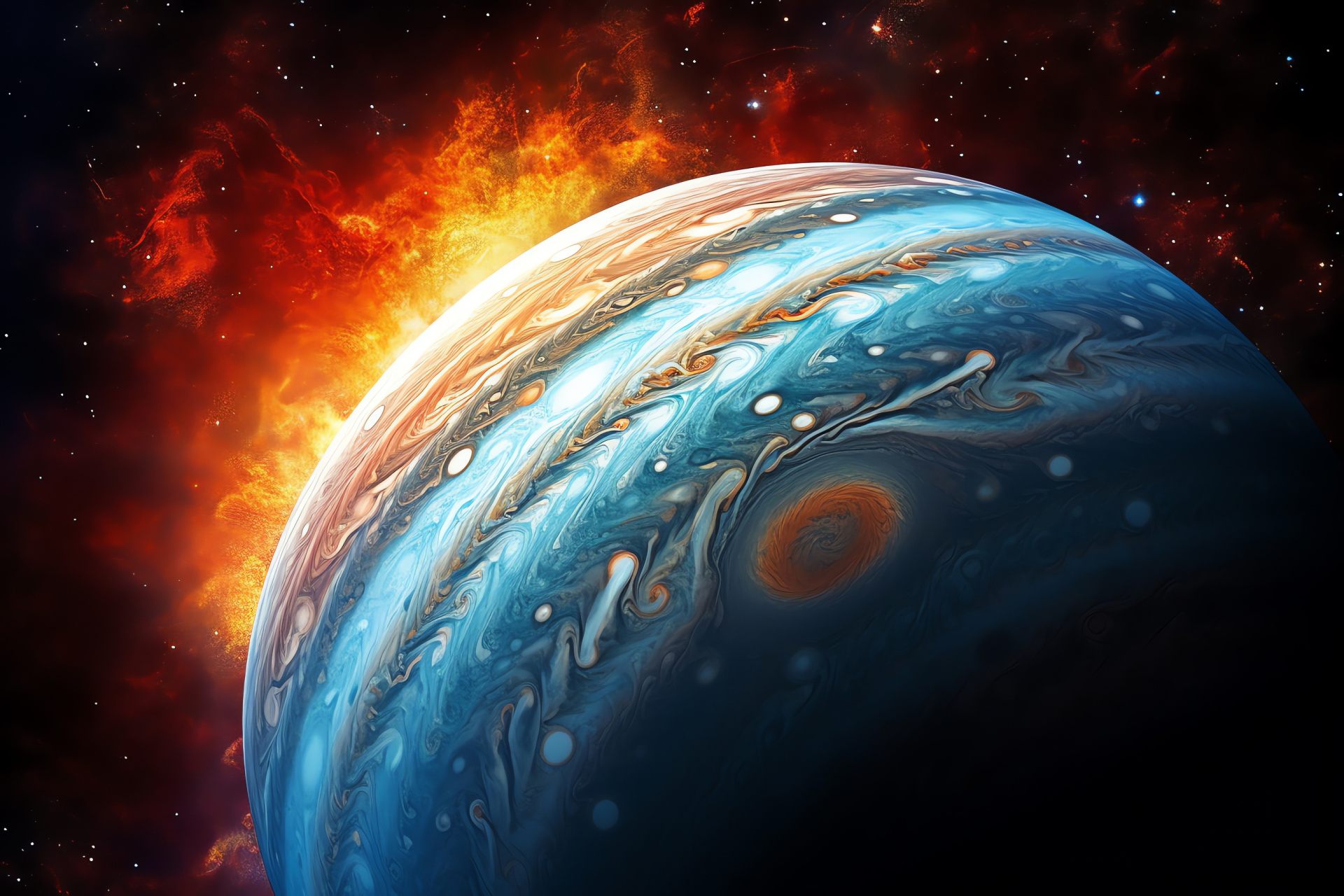 Jupiter's Storms, Gas Giant Phenomenon, Planetary Shot, Cosmic Chromatic Spectacle, Jovian Beauty, HD Desktop Wallpaper