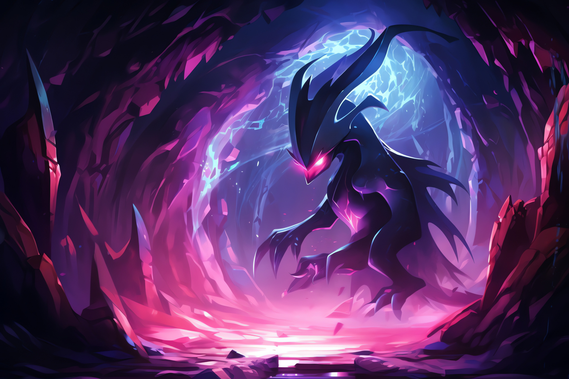 Mega Mawile habitat, Enigma atmosphere, Subterranean realm, Metal bite, Shadow concealment, HD Desktop Image