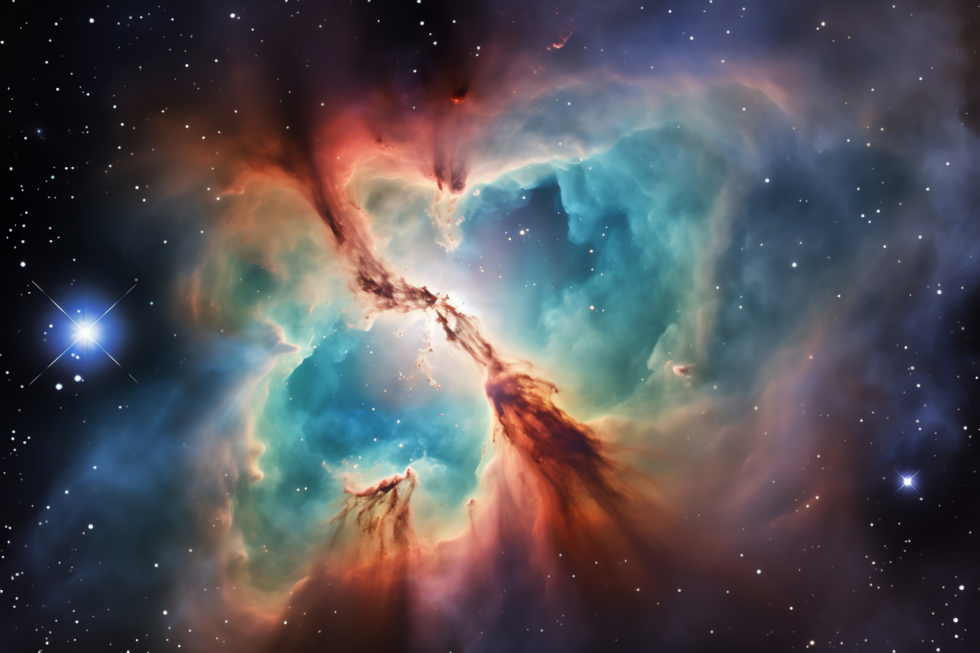 Orion Nebula wonders, Stellar nursery intricacy, Gas and dust collapse, Star birthing ground, Deep space complexity, HD Desktop Image