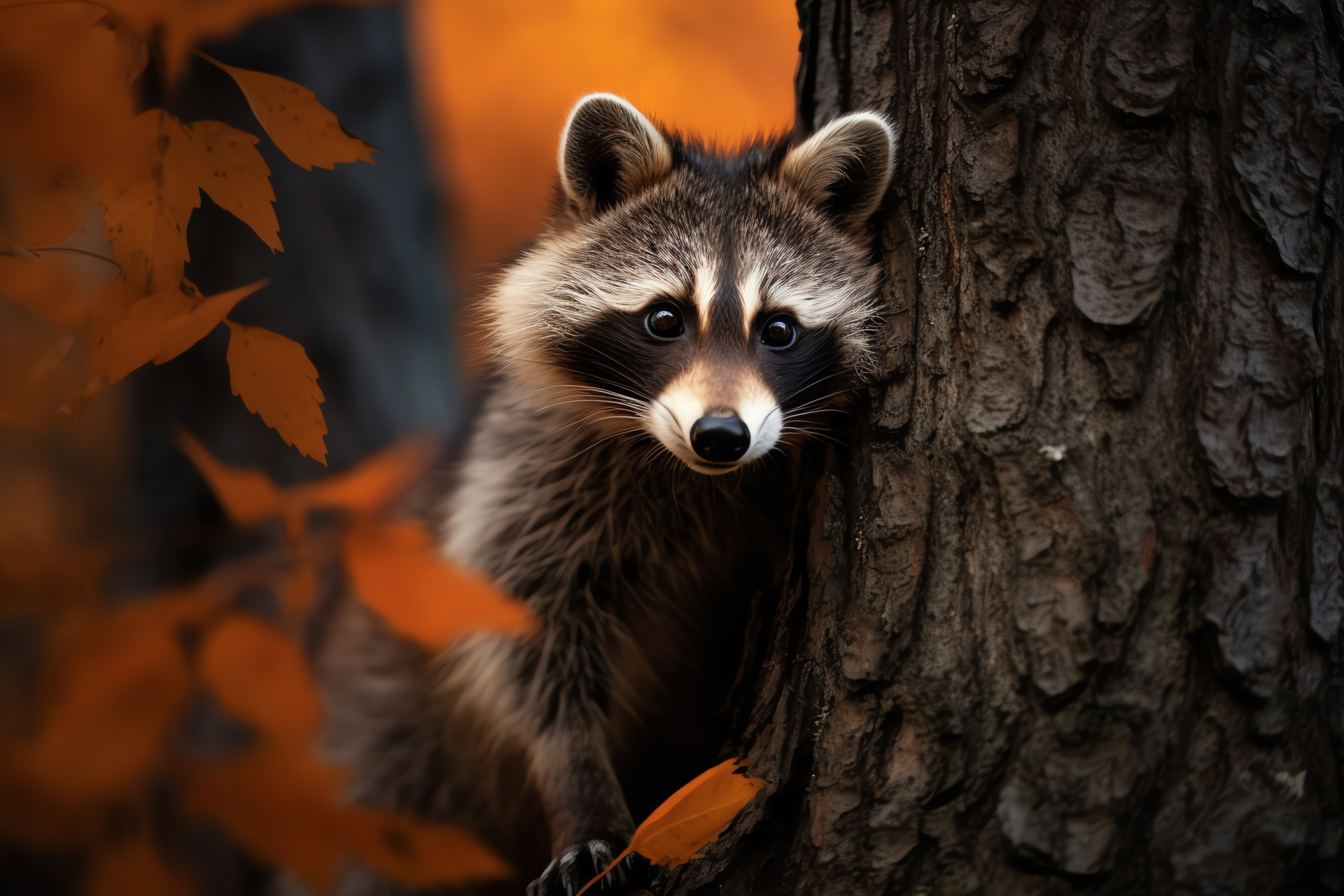 Raccoon, nocturnal mammal, North American wildlife, omnivorous diet, urban adaptation, HD Desktop Wallpaper