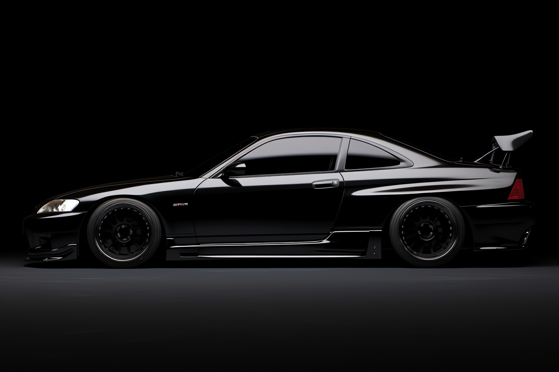 Nissan S15 Silvia Spec-S Aero, Japanese car culture, Black sports car, Tuning enthusiasts, Automotive elegance, HD Desktop Wallpaper